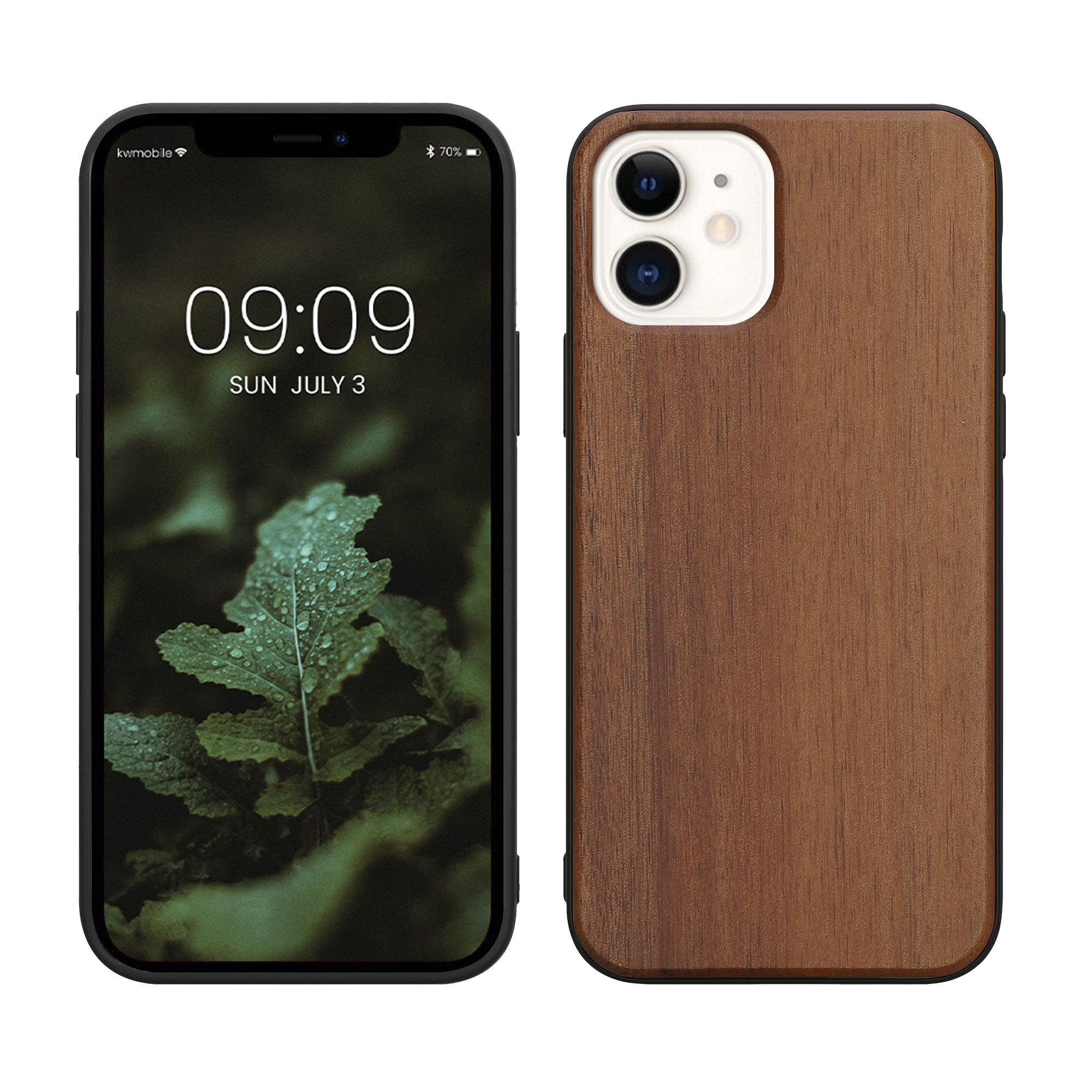 Dřevěné pouzdro pro Apple iPhone 12 / iPhone 12 Pro kwmobile - tvrdý obal vintage hnědá / hnědá