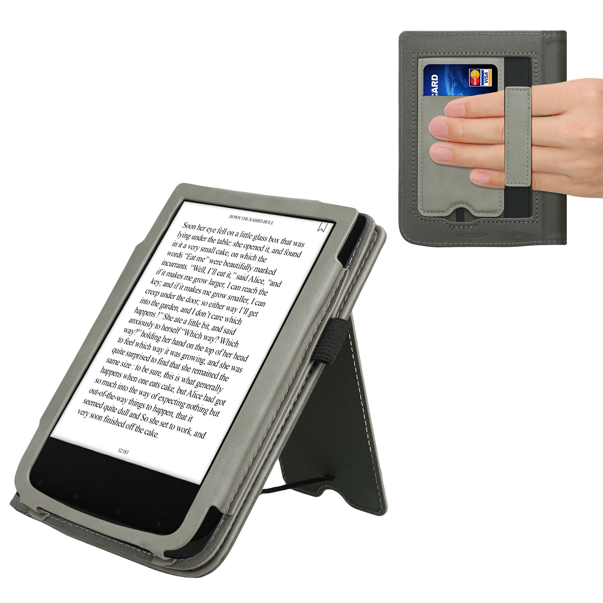 Pouzdro na čtečku Pocketbook Touch Lux 4/5/Touch HD 3/Color (2020)/ Vivlio Lux 5 kwmobile - šedá