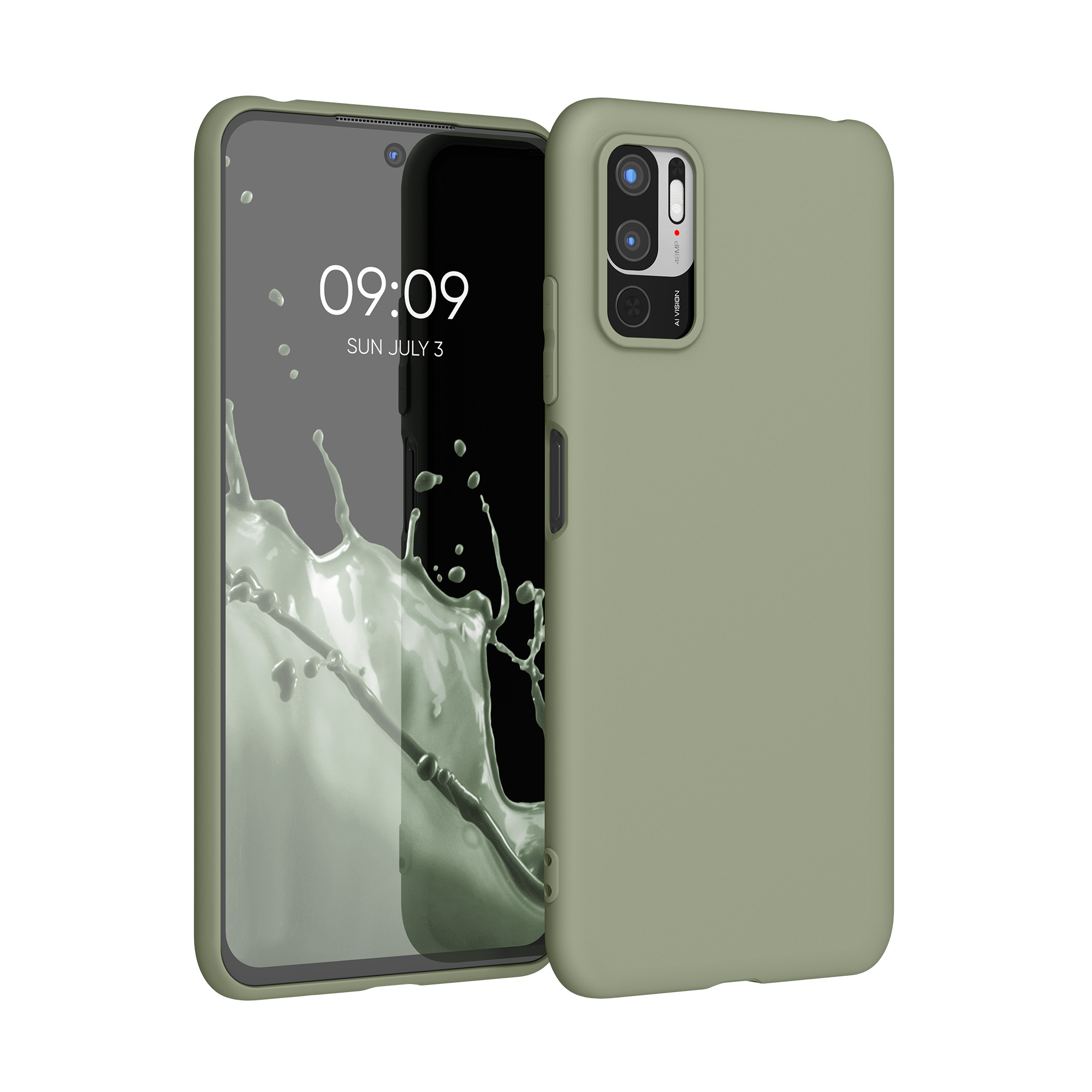 Kryt Xiaomi Redmi Note 10 5G silikonový TPU šedozelená kwmobile