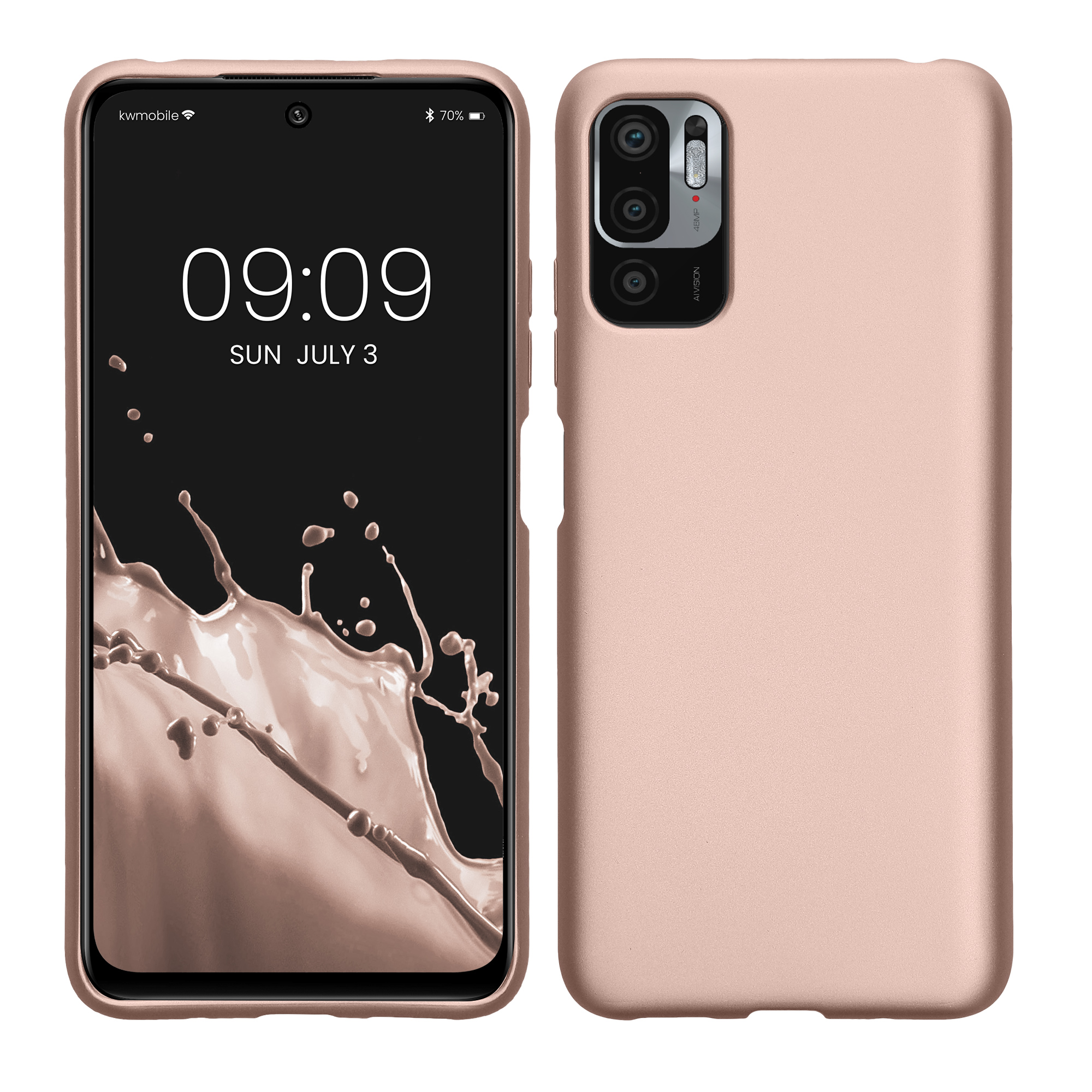 Kryt Xiaomi Redmi Note 10 5G metalický TPU metalická růžovo-zlatá kwmobile