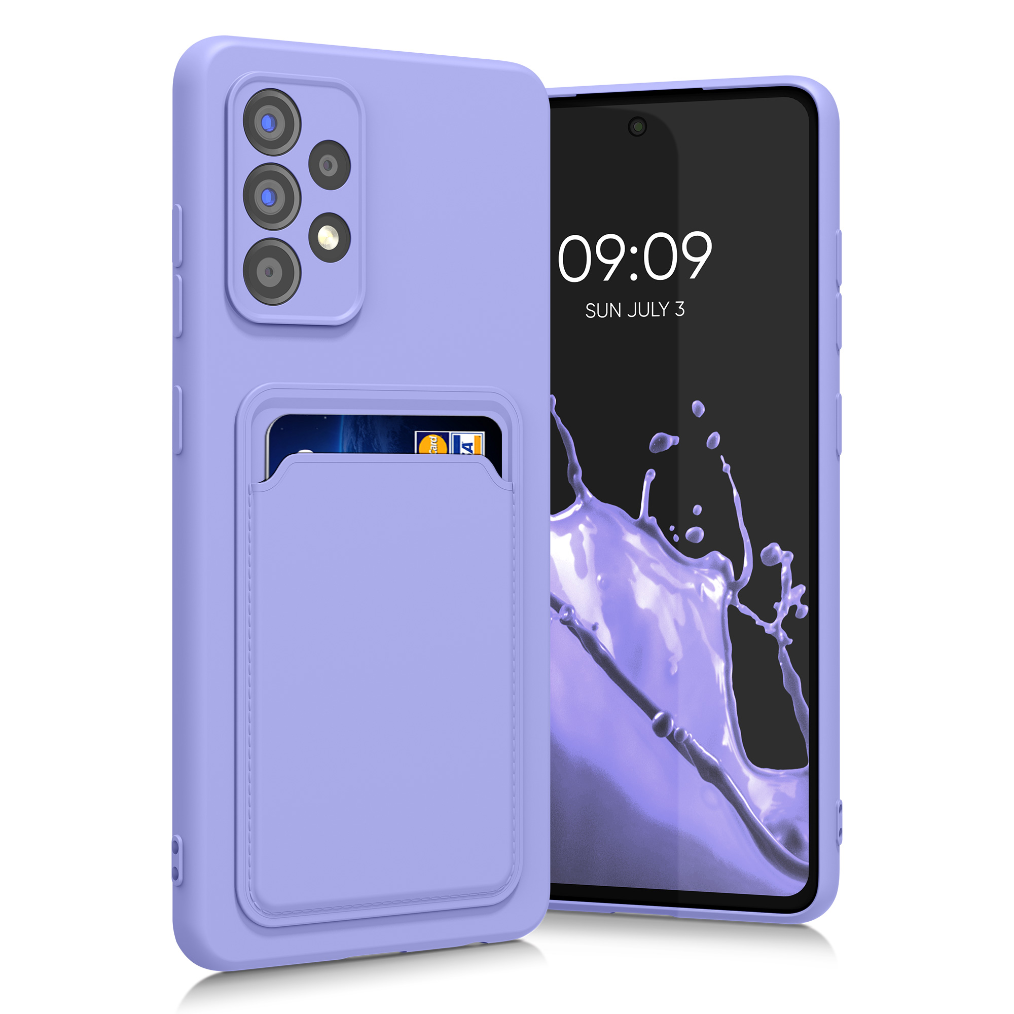 Kryt na mobil Samsung Galaxy A52 / A52 5G / A52s 5G kwmobile TPU s přihrádkou na kartu Levandulová
