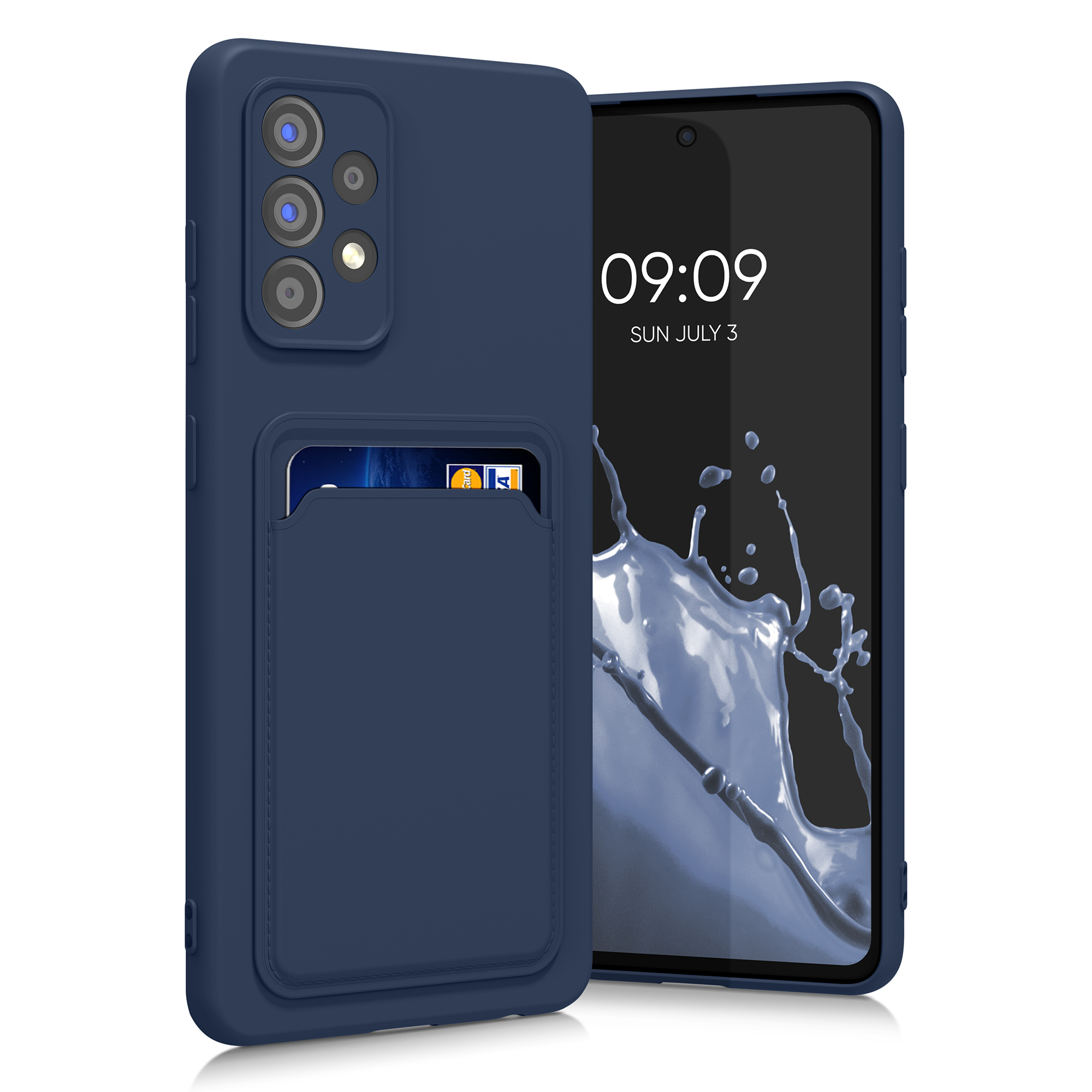 Kryt na mobil Samsung Galaxy A52 / A52 5G / A52s 5G kwmobile TPU s přihrádkou na kartu Tmavě modrá