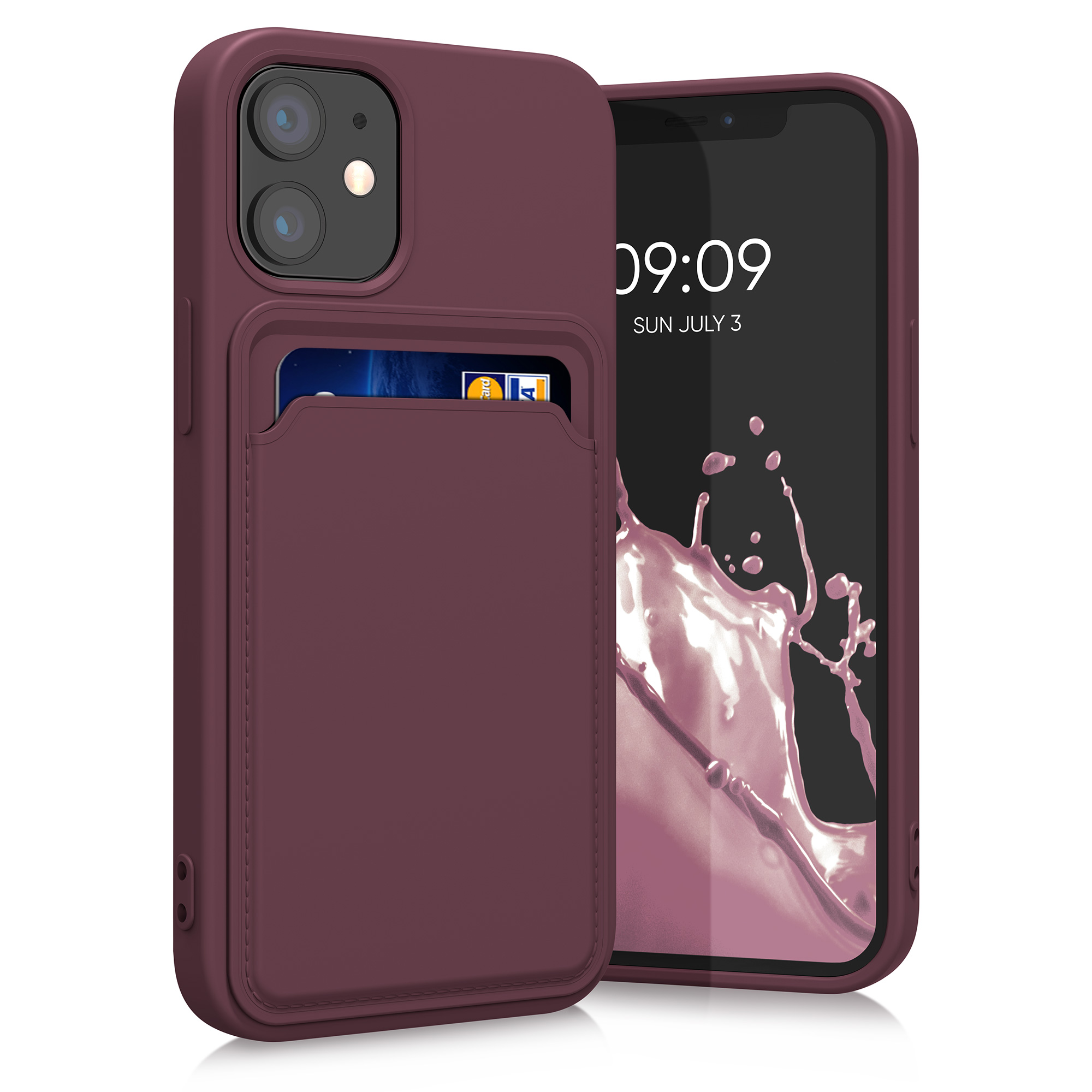 Kryt s přihrádkou kwmobile pro iPhone 12 mini - tawny červená