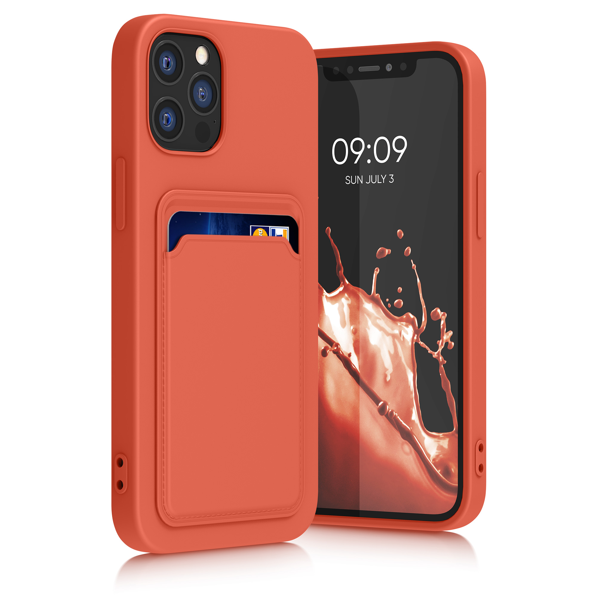 Kryt s přihrádkou kwmobile pro iPhone 12 / iPhone 12 Pro - korálová