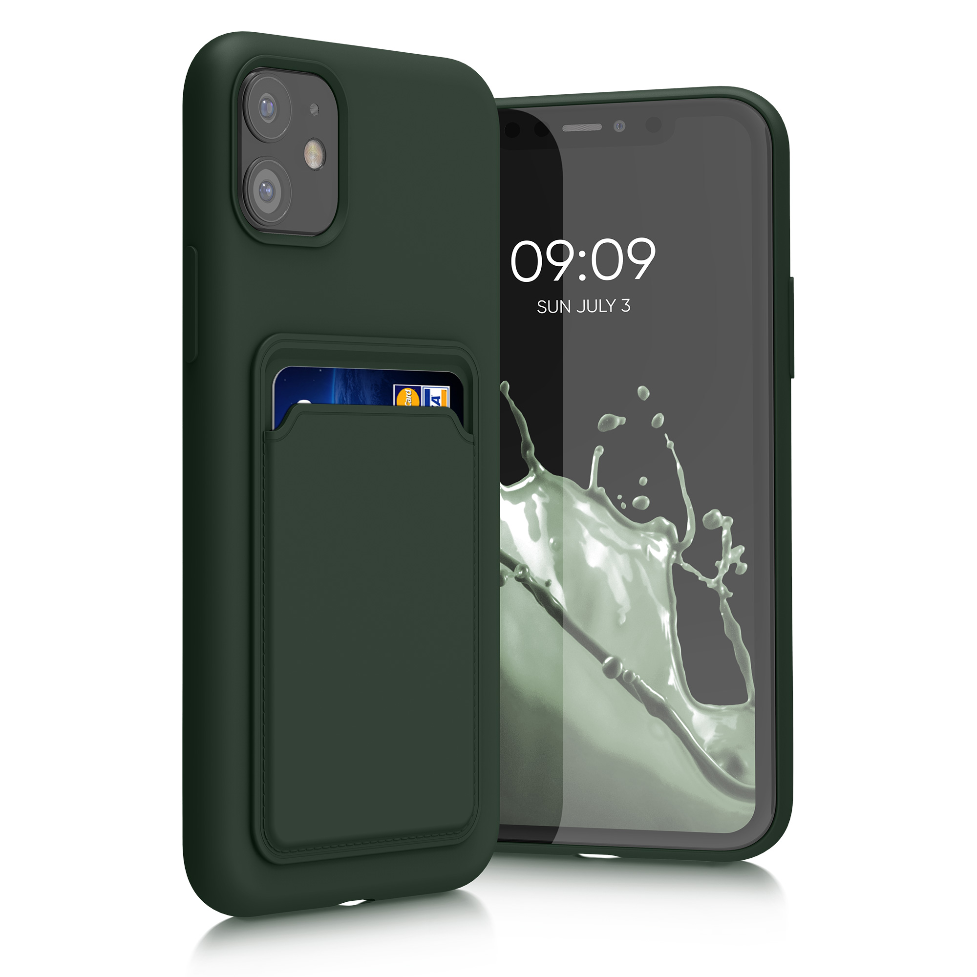 Kryt na mobil kwmobile iPhone 11 - karta, tmavě zelená