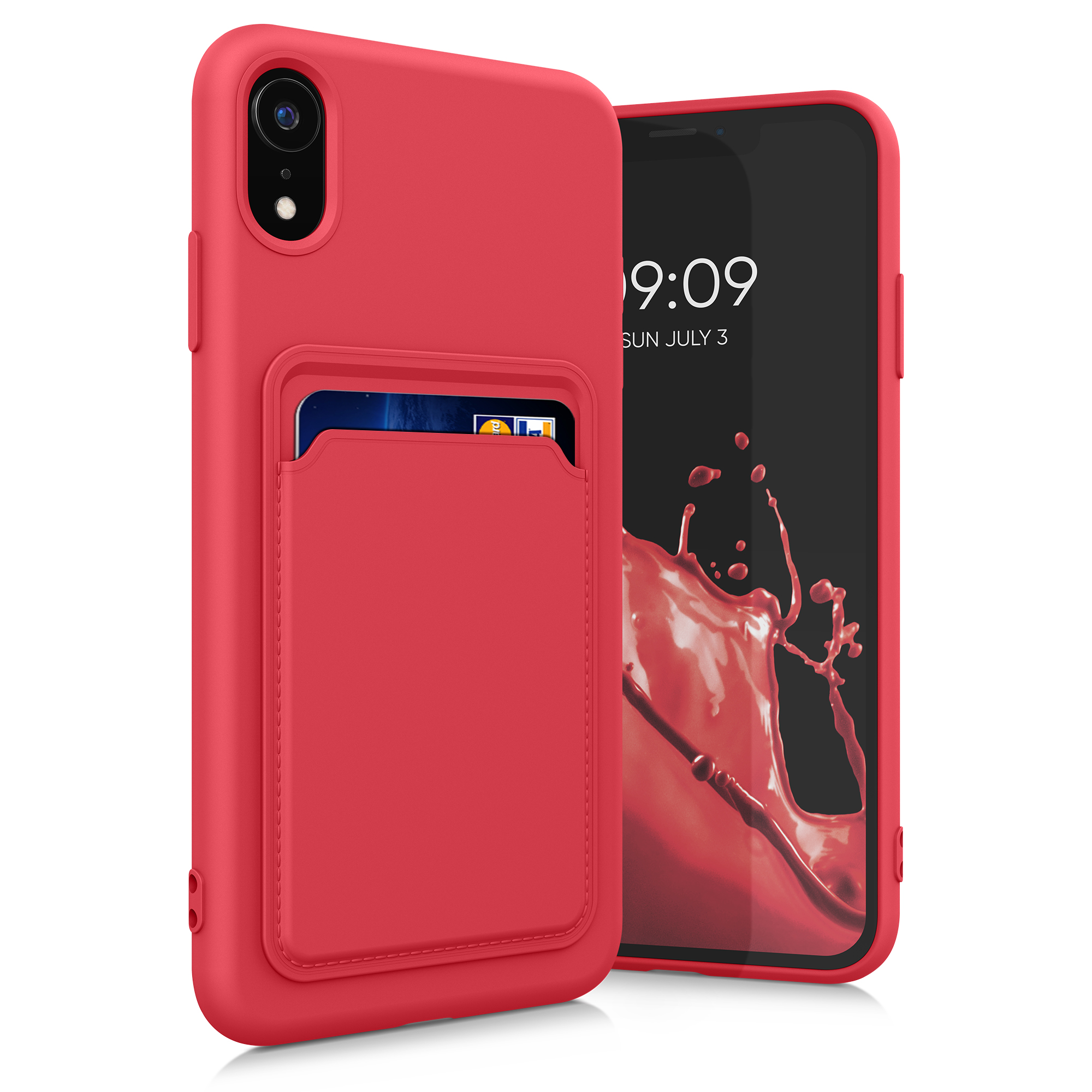 Pouzdro pro Apple iPhone XR s přihrádkou na kartu kwmobile kapsa na kartu TPU - červená