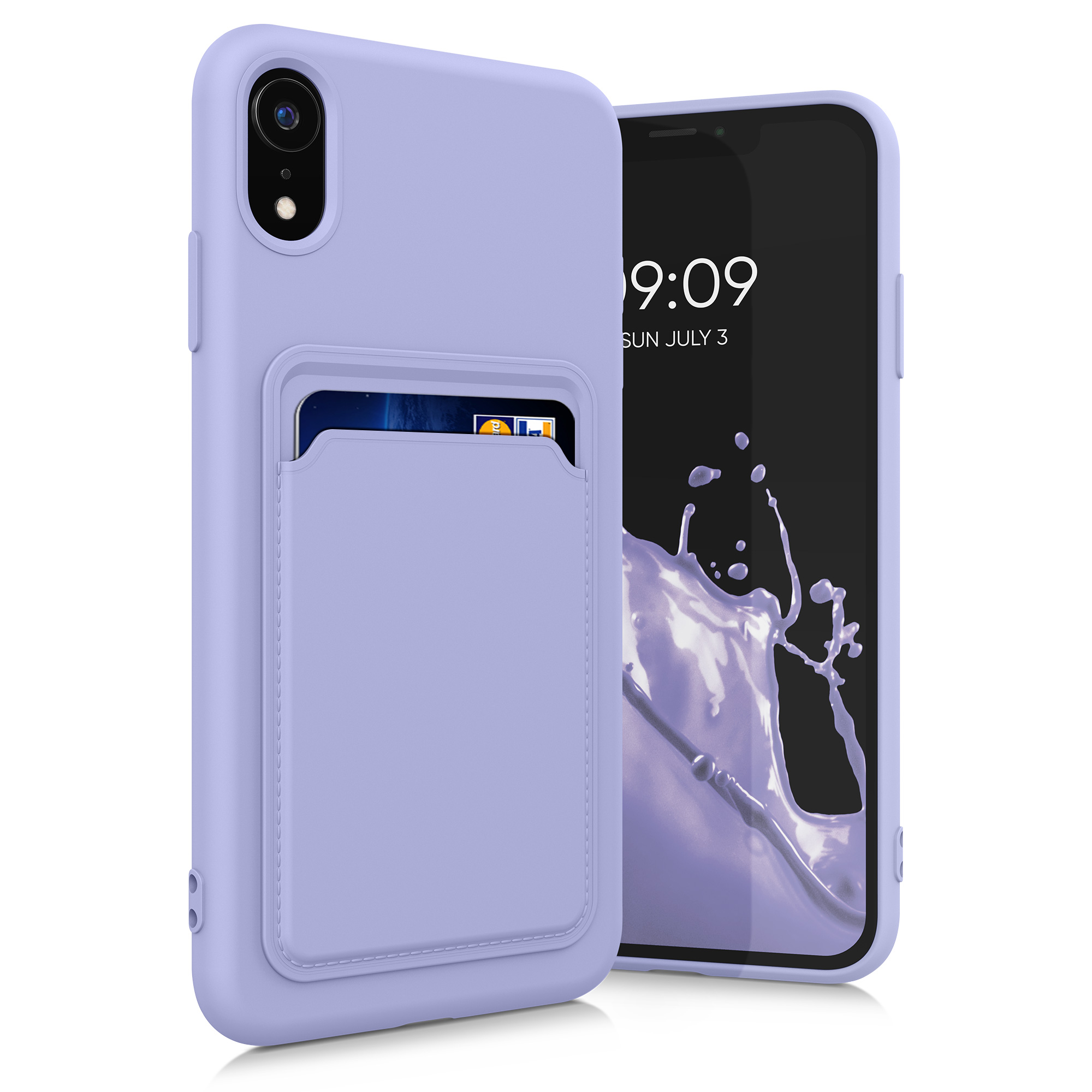 Pouzdro pro Apple iPhone XR s přihrádkou na kartu kwmobile kapsa na kartu TPU - levandulová