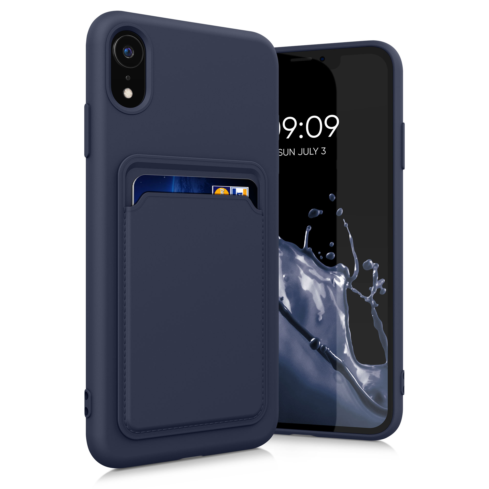 Kryt na mobil s držákem karty kwmobile pro Apple iPhone XR - tmavě modrá
