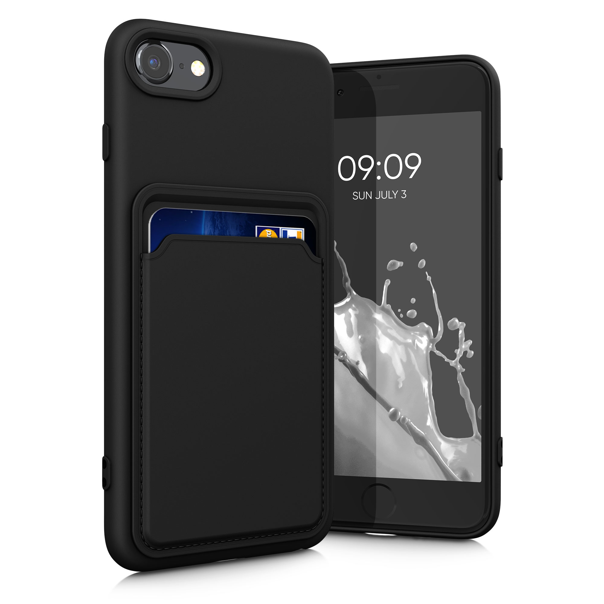 Kryt s držákem karty kwmobile pro iPhone SE 2022/2020/8/7 - černá
