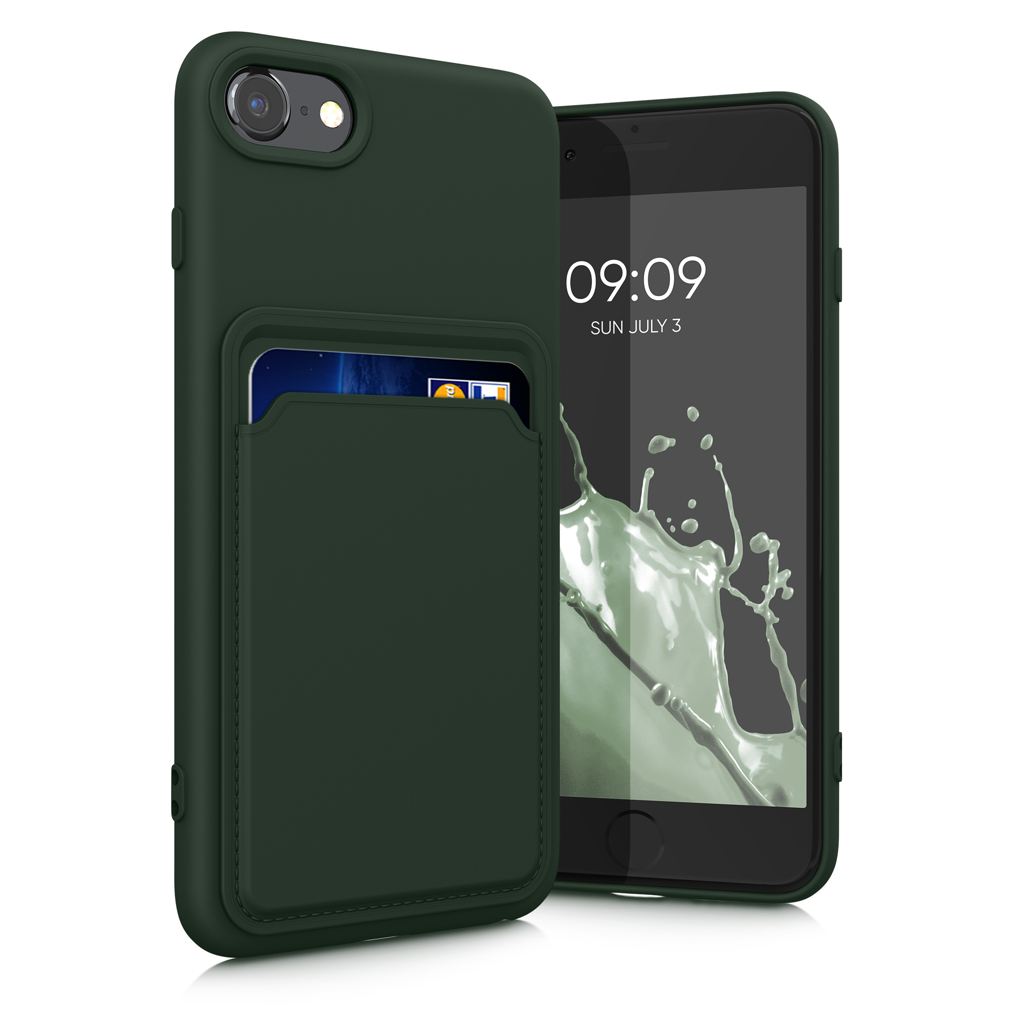 Kryt s držákem karty kwmobile pro iPhone SE 2022/2020/8/7 - zelená