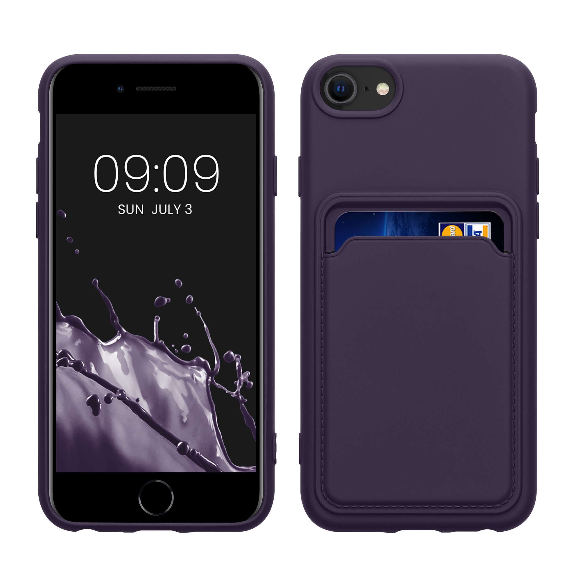 Kryt s držákem karty kwmobile pro iPhone SE 2022/2020/8/7 - baltská modrá