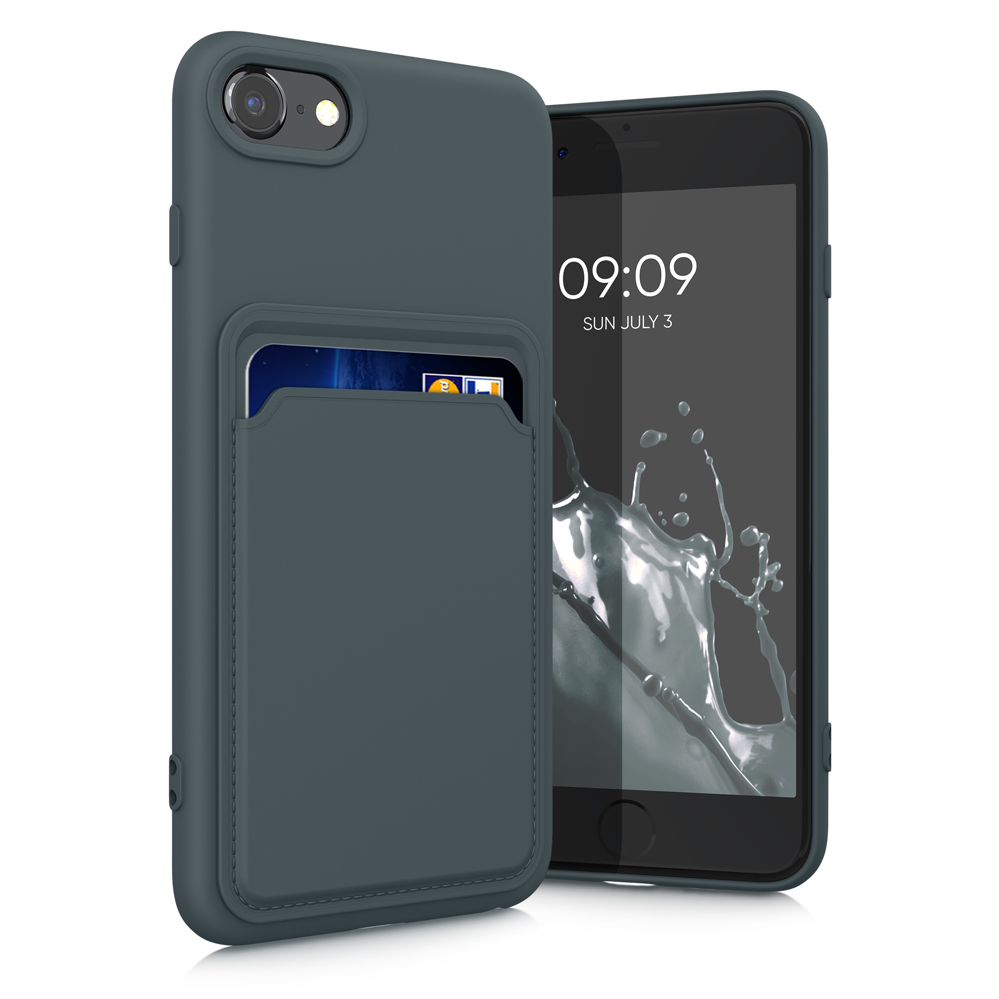 Kryt s držákem karty kwmobile pro iPhone SE 2022/2020/8/7 - tmavě břidlicová