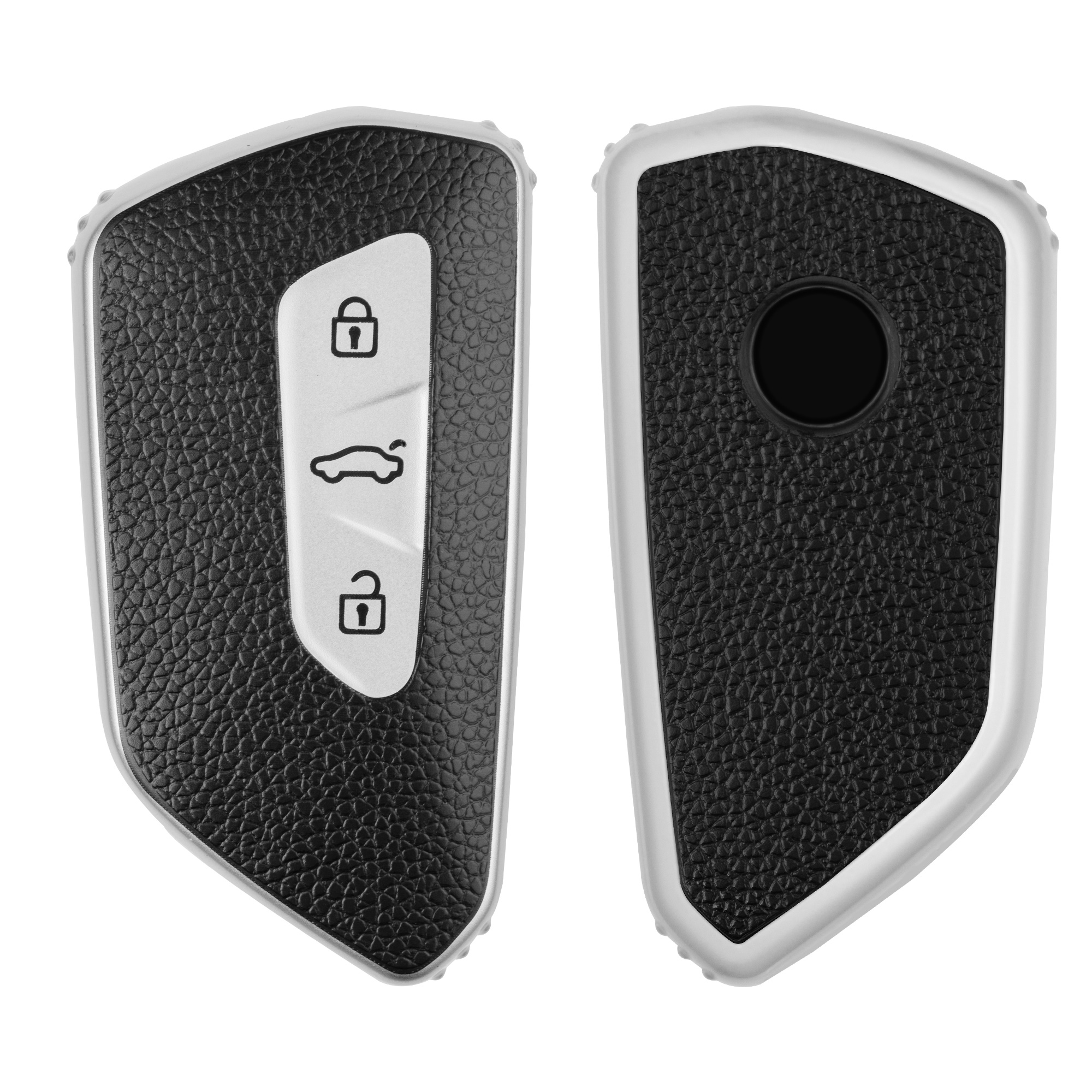 Pouzdro na klíč od auta kwmobile pro VW Golf 8, ID.3/ID.4/ID.5/ID.7, Seat/Škoda/Cupra - stříbrná / černá