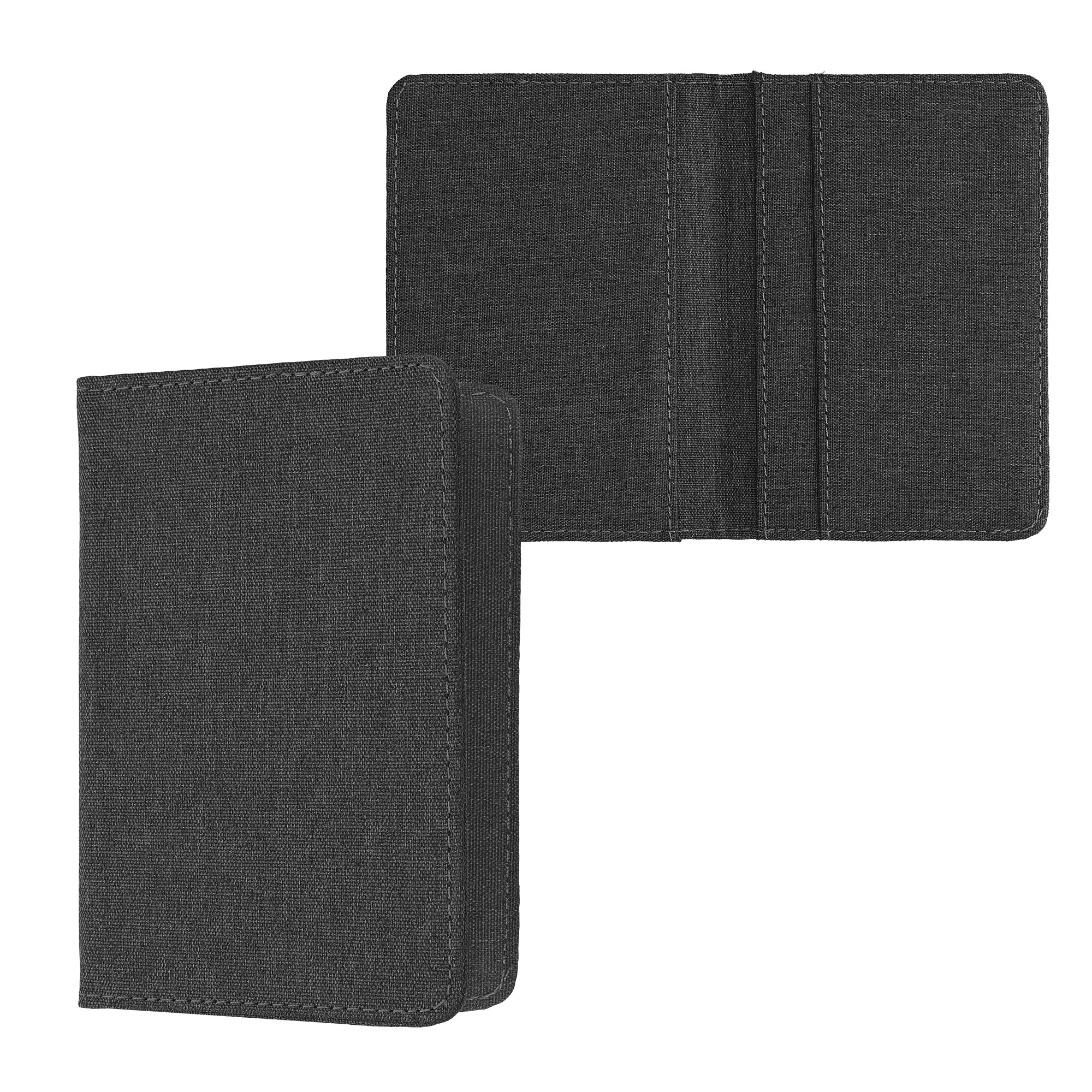 Obal na doklady od auta kwmobile textilní povrch - 12 × 17,5 cm otevřené / 9,2 × 13 cm složené - tmavě šedá