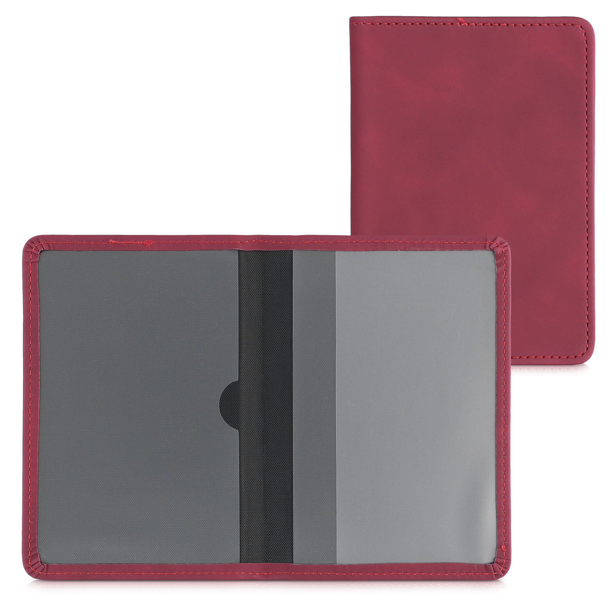 Obal na doklady od auta kwmobile 12 x 17,5 cm / 9,2 x 13 cm umělý nubuk - tmavě červená