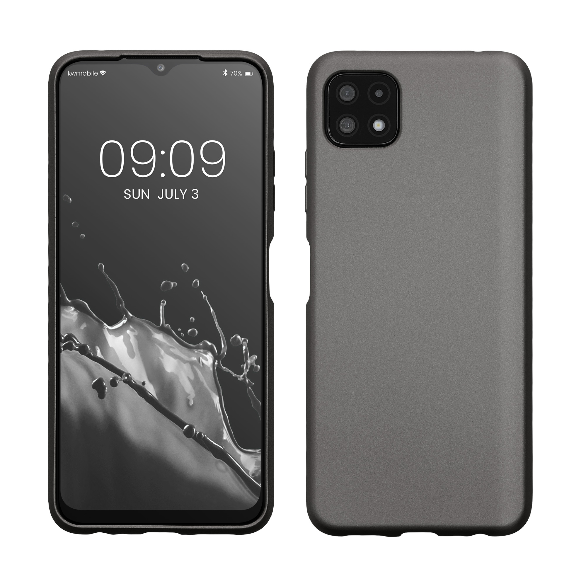 Kryt na mobil Samsung Galaxy A22 5G kwmobile TPU metalický Metalická šedá