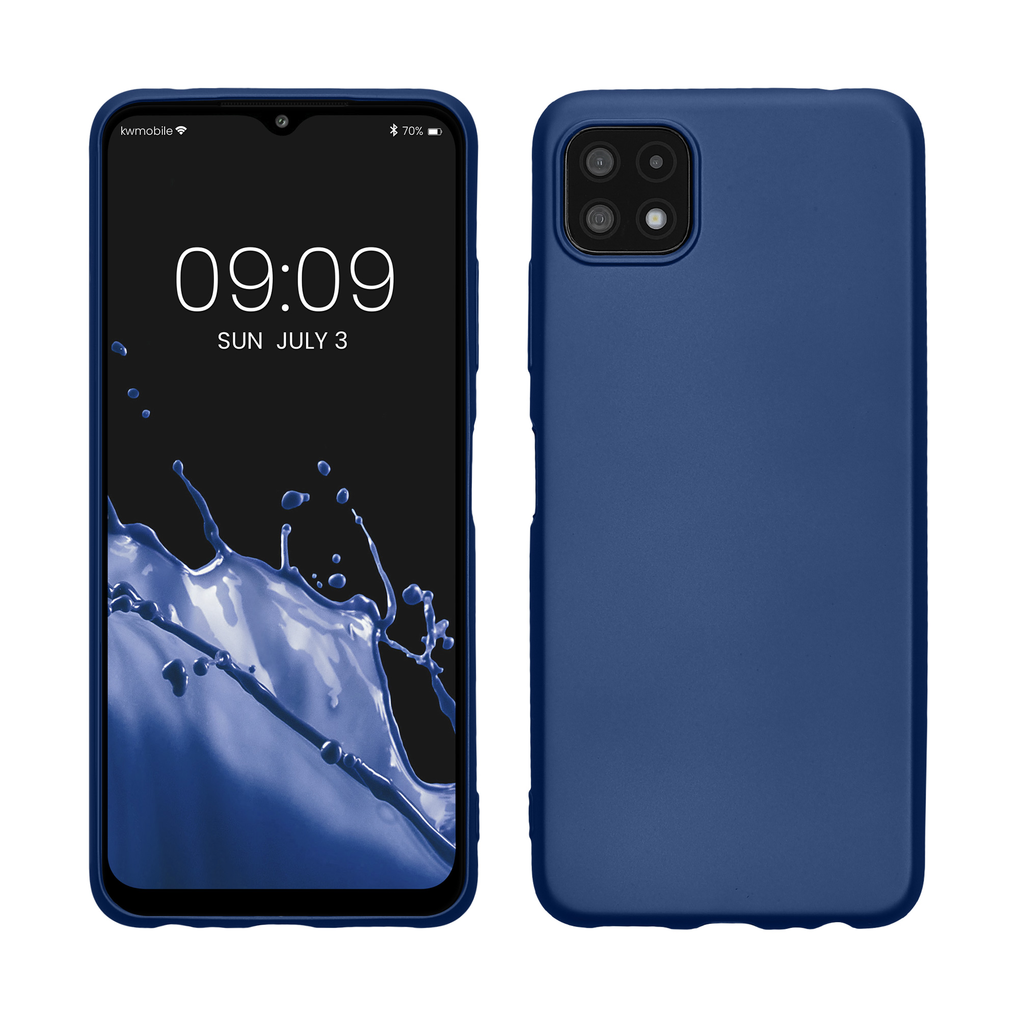 Kryt na mobil Samsung Galaxy A22 5G kwmobile TPU metalický Metalická modrá