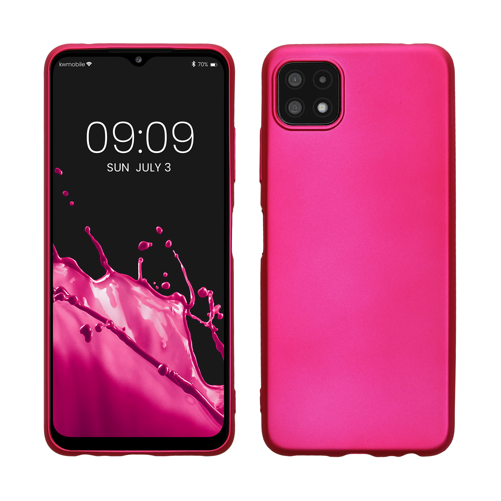 Kryt na mobil Samsung Galaxy A22 5G kwmobile TPU metalický Metalická růžová