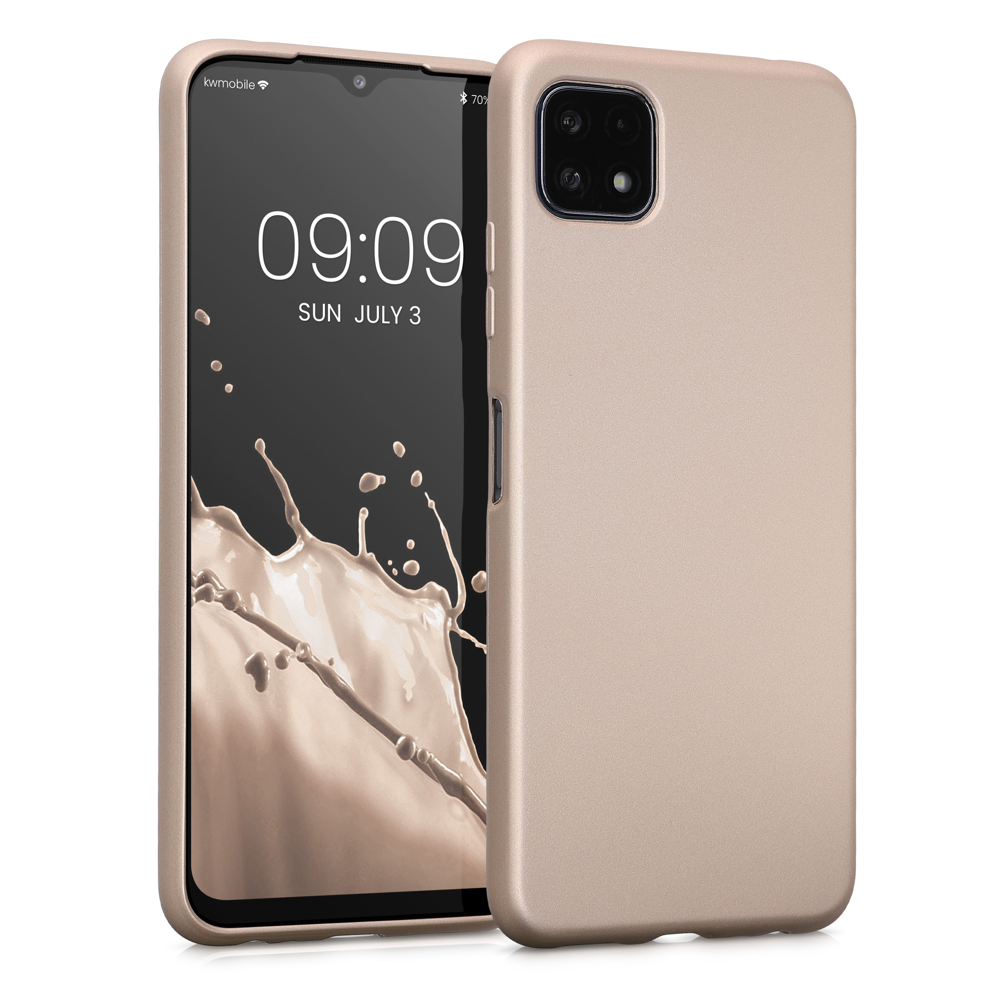 Kryt na mobil Samsung Galaxy A22 5G kwmobile TPU metalický Metalická zlatá