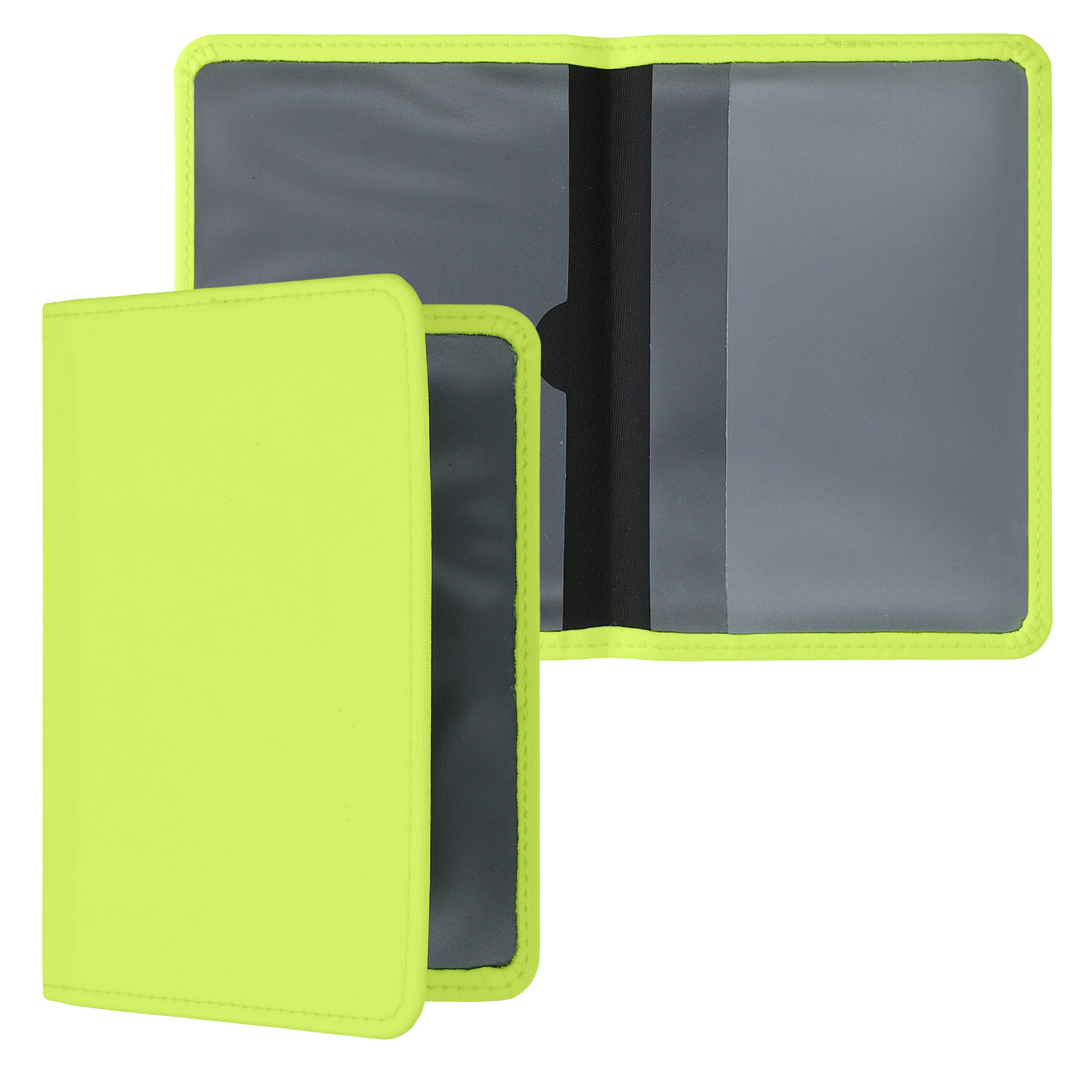 Obal na doklady od auta kwmobile 12 x 17,5 cm / 9,2 x 13 cm neopren - neonově zelená