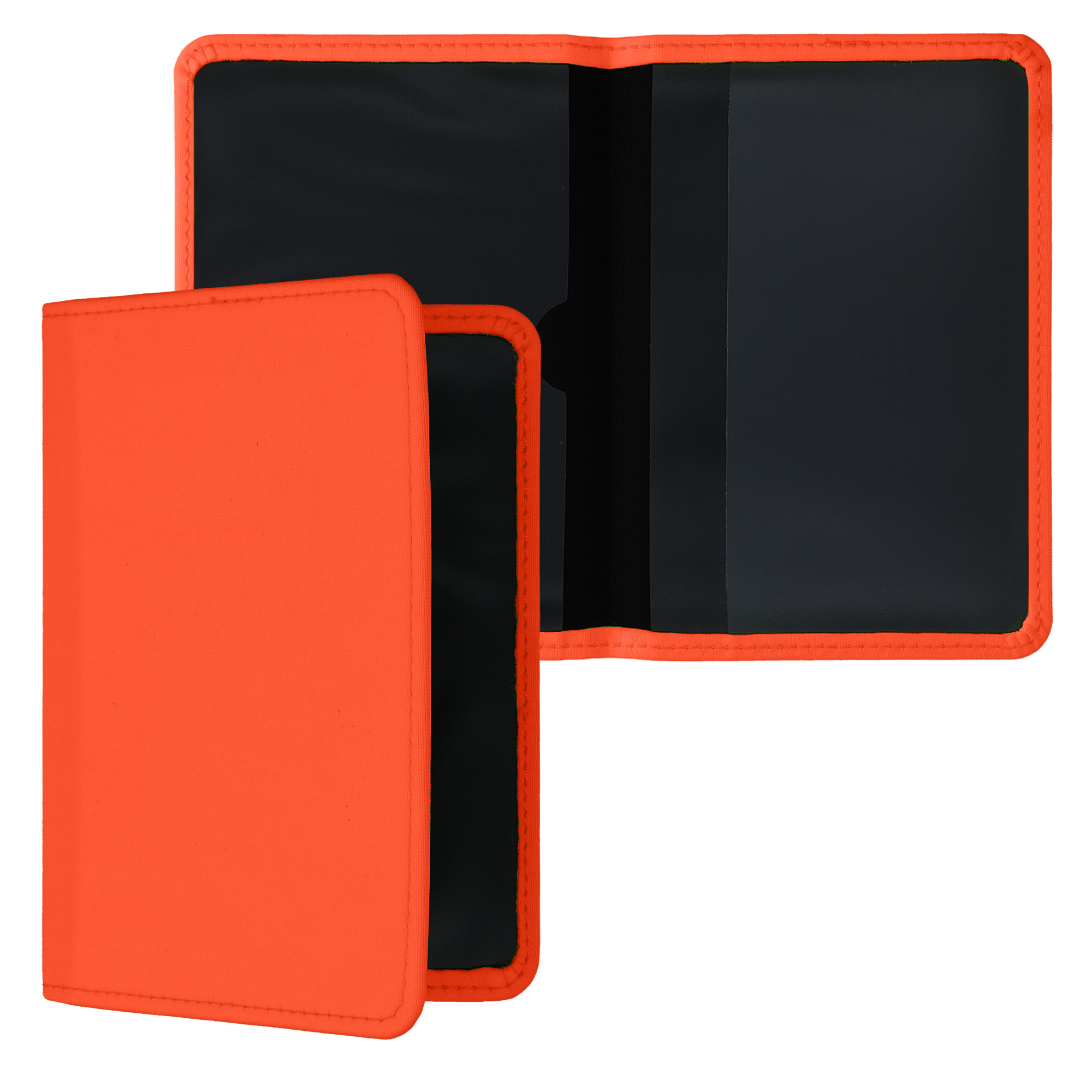 Obal na doklady od auta kwmobile neopren - 12 × 17,5 cm otevřené / 9,2 × 13 cm složené - neonově oranžová