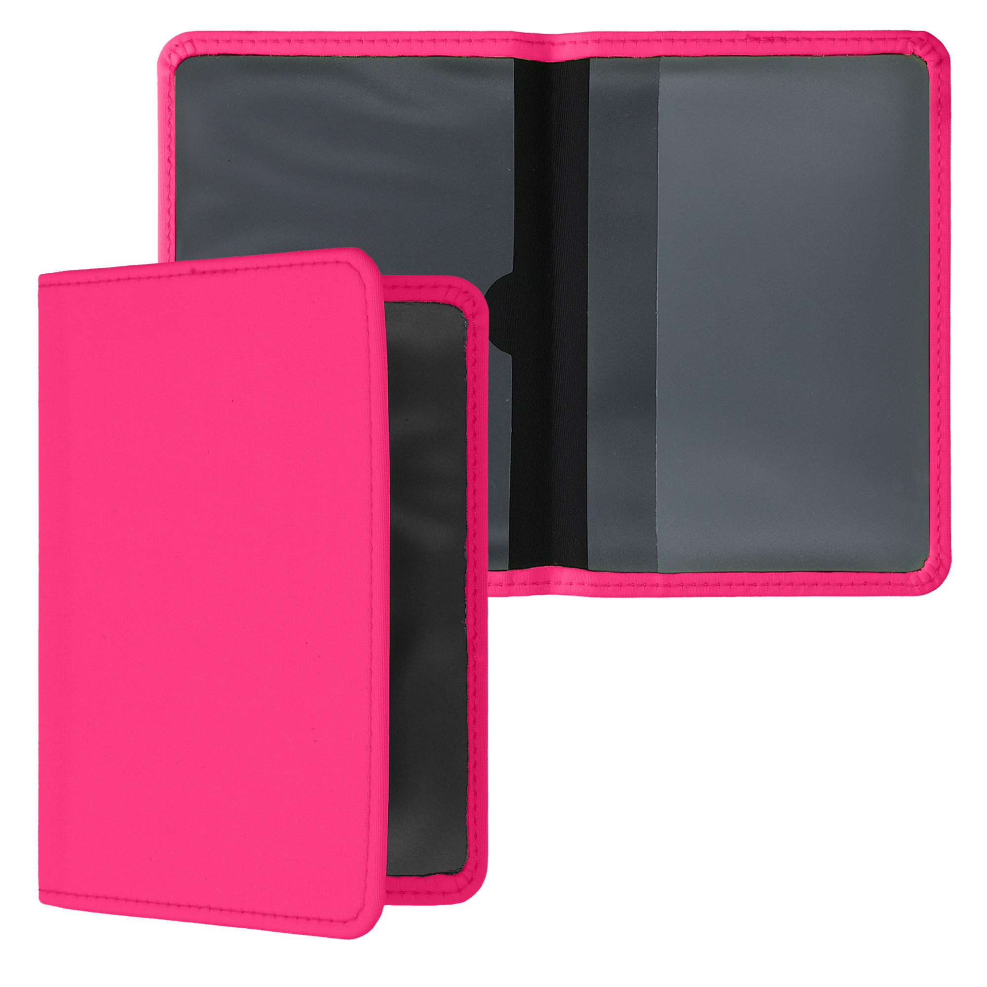 Obal na doklady od auta kwmobile 12 x 17,5 cm / 9,2 x 13 cm neopren - neonově růžová