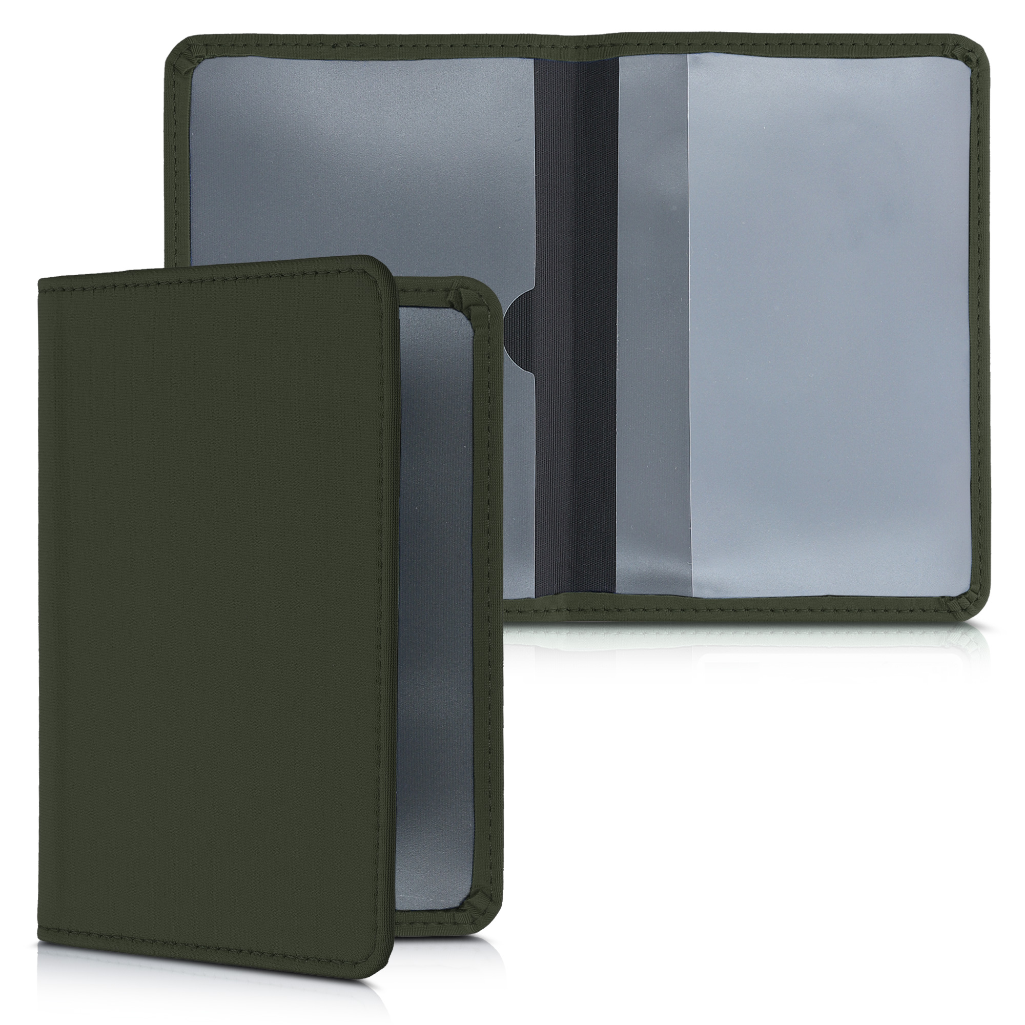 Obal na doklady od auta kwmobile neopren - 12 × 17,5 cm otevřené / 9,2 × 13 cm složené - tmavě zelená