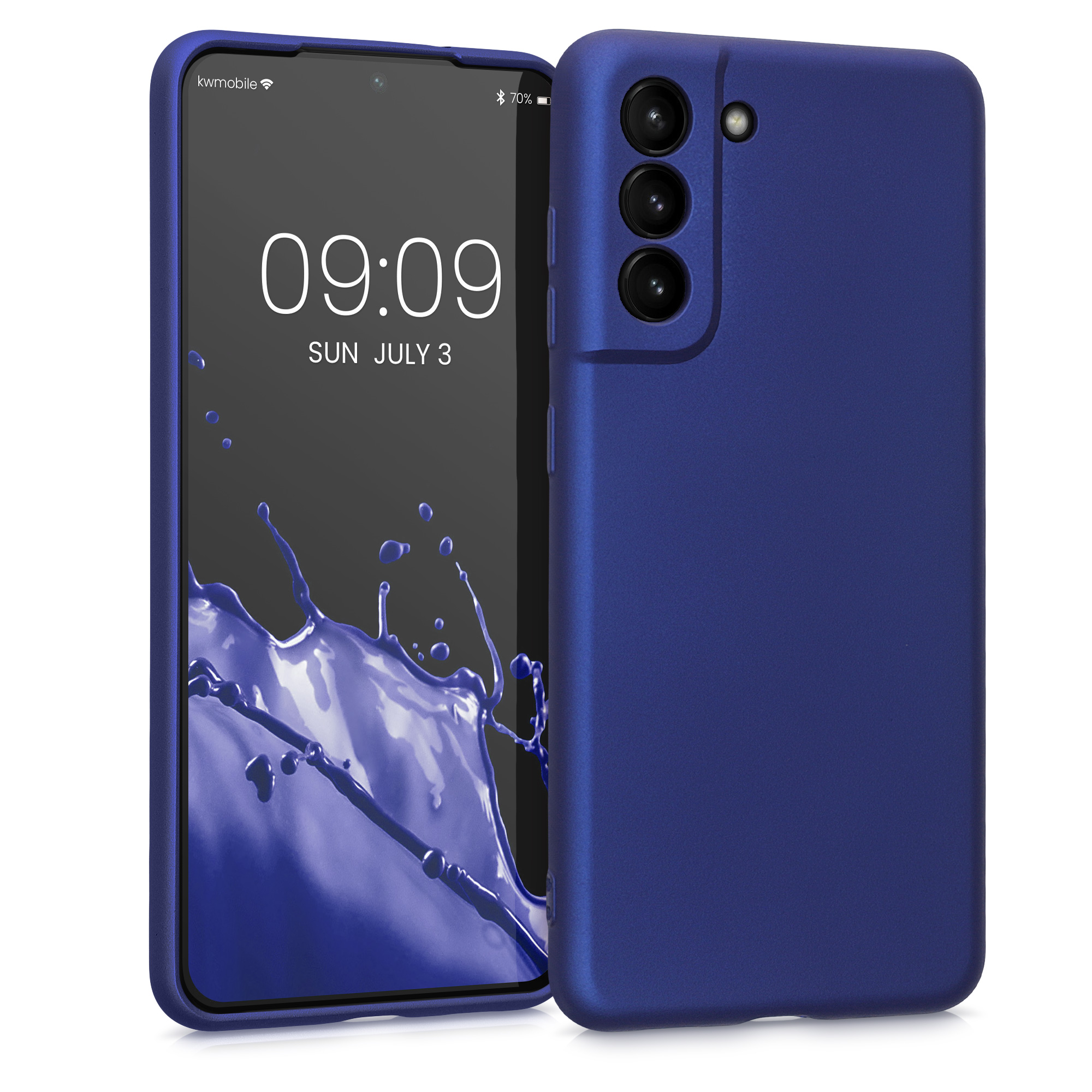 Pouzdro pro Samsung Galaxy S21 FE kwmobile tenké metalické silikonové - metalická modrá