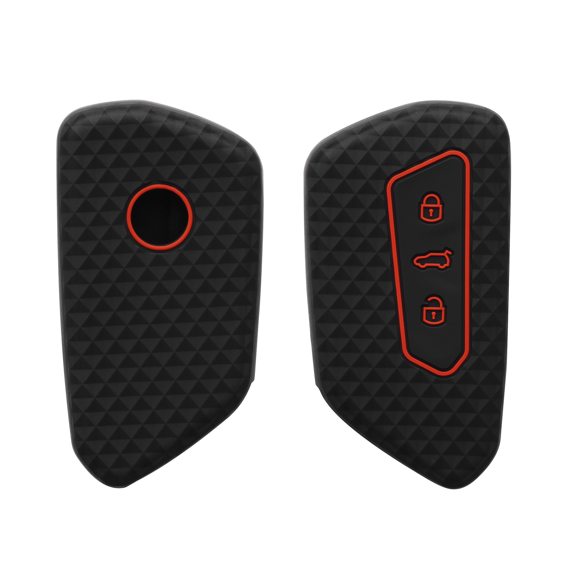 Pouzdro na klíč od auta kwmobile pro VW Golf 8, ID.3/ID.4/ID.5/ID.7, Seat/Škoda/Cupra - černá / červená
