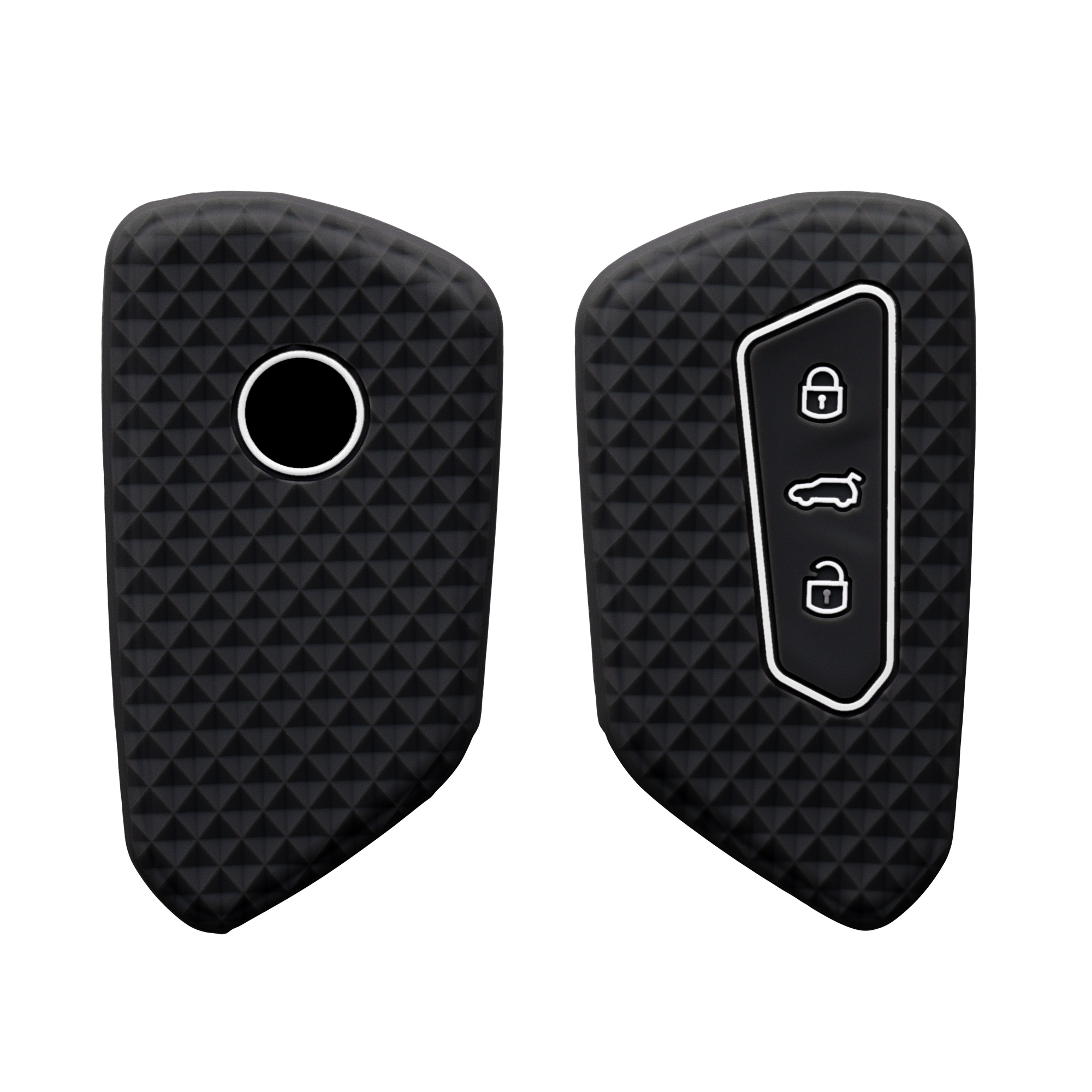 Pouzdro na klíč od auta kwmobile pro VW Golf 8, ID.3/ID.4/ID.5/ID.7, Seat/Škoda/Cupra - černá / bílá