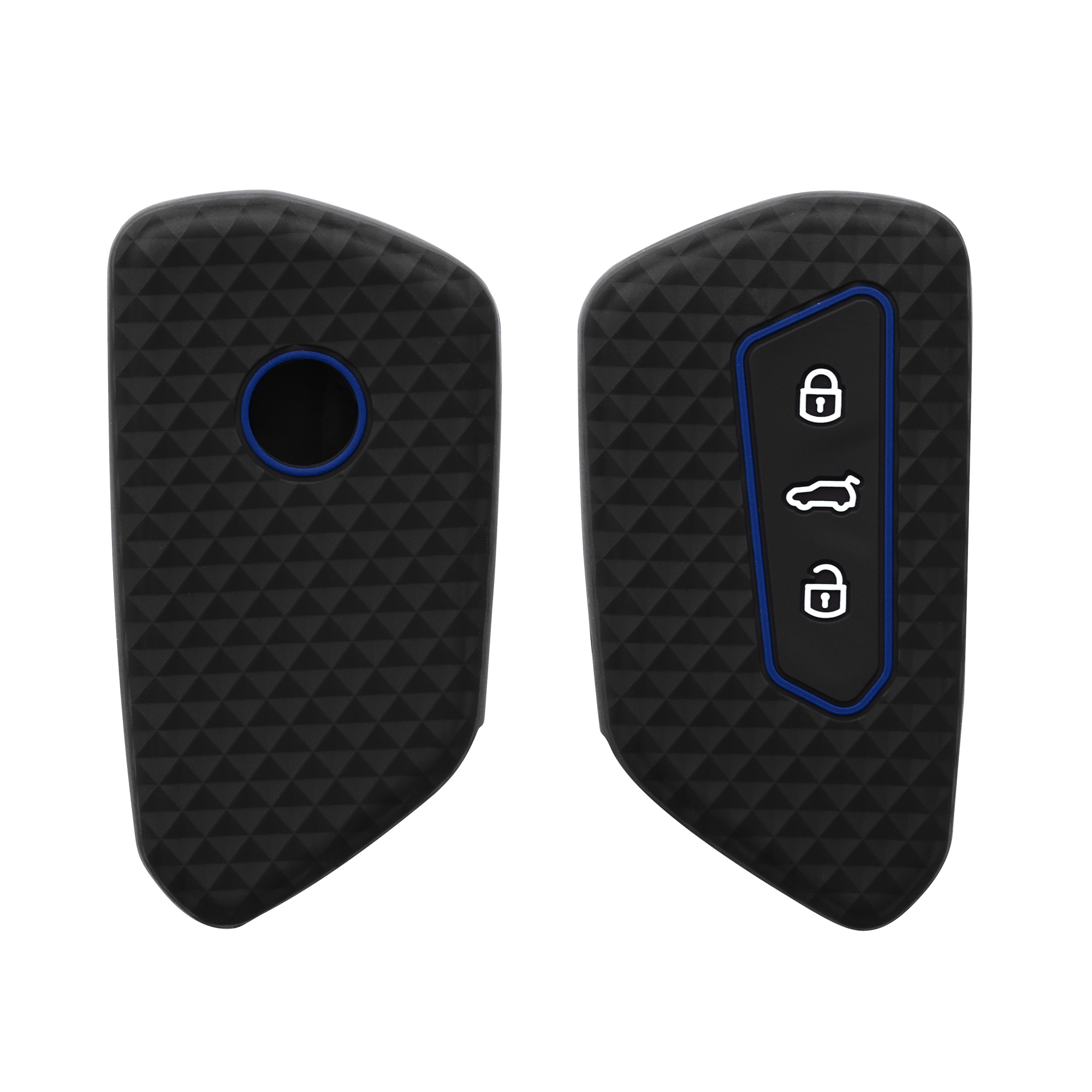 Pouzdro na klíč od auta kwmobile pro VW Golf 8, ID.3/ID.4/ID.5/ID.7, Seat/Škoda/Cupra - černá / modrá