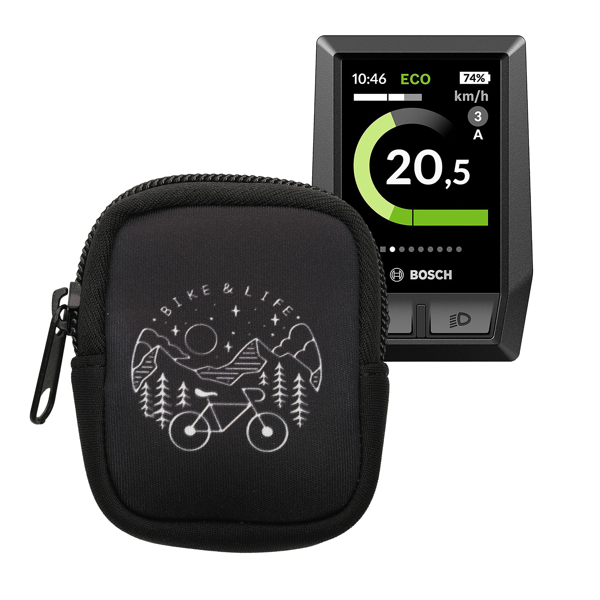Pouzdro pro Bosch Kiox / Kiox 300 kwmobile - motiv cyklo life bílá / černá