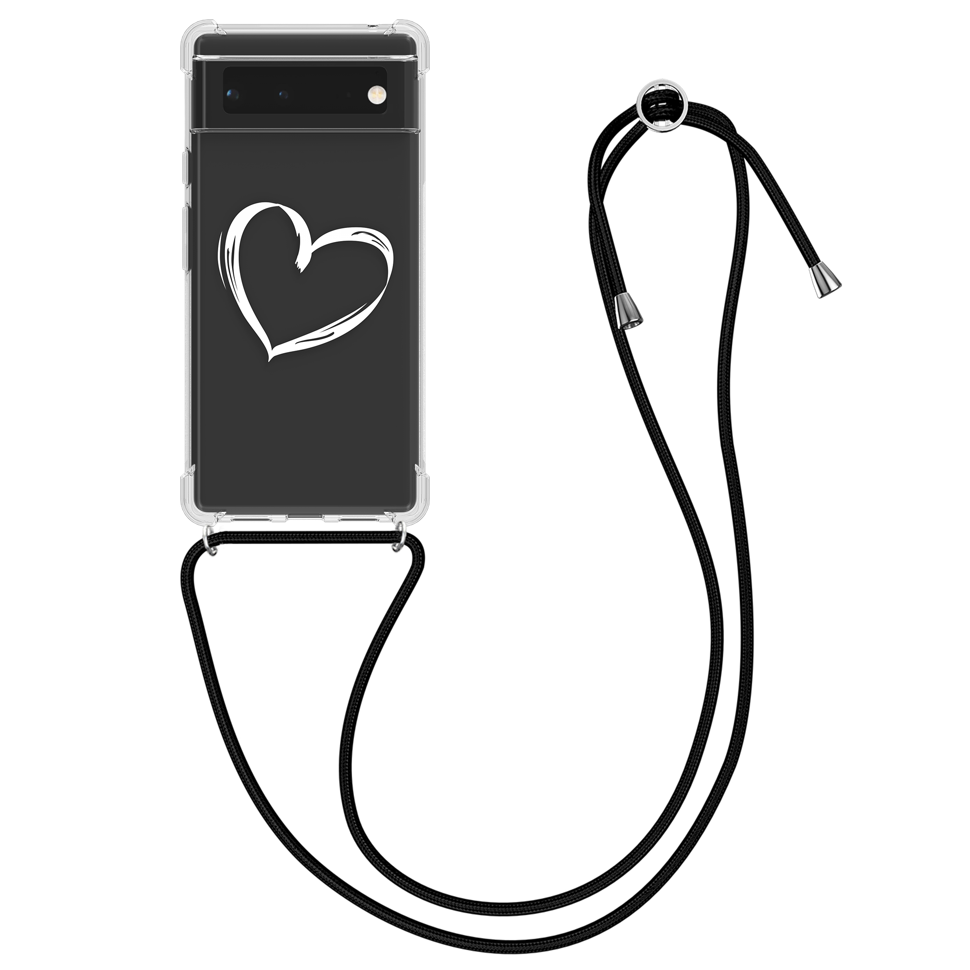 Crossbody kryt kwmobile pro Google Pixel 6 - brushed heart bílá / transparent