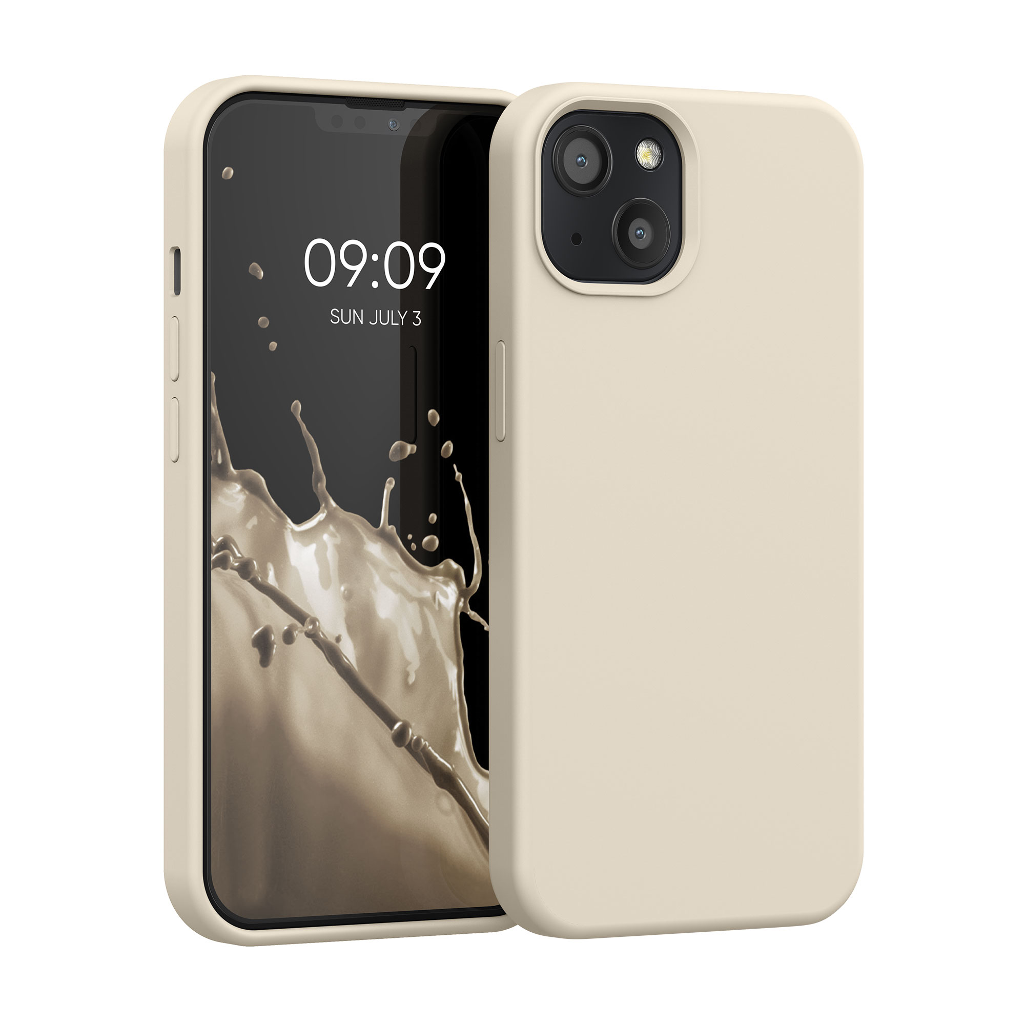 Silikonový kryt kwmobile pro iPhone 13 - krémová