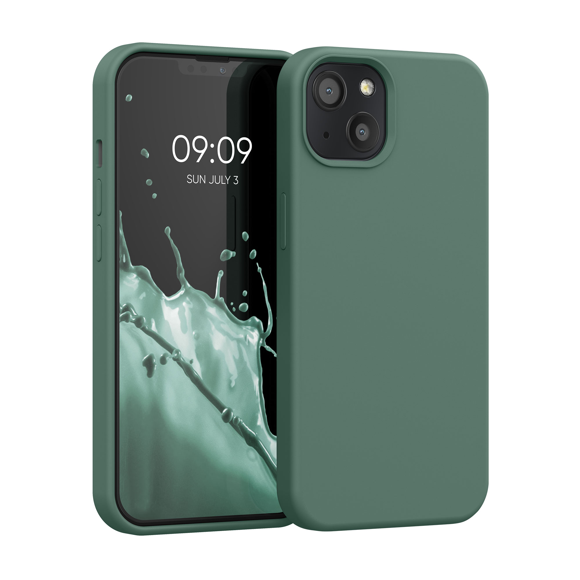 Silikonový kryt kwmobile pro iPhone 13 - lesní zelená