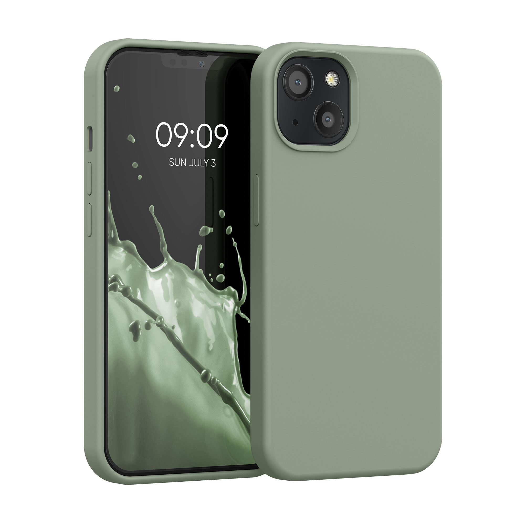 Silikonový kryt kwmobile pro iPhone 13 - šedozelená