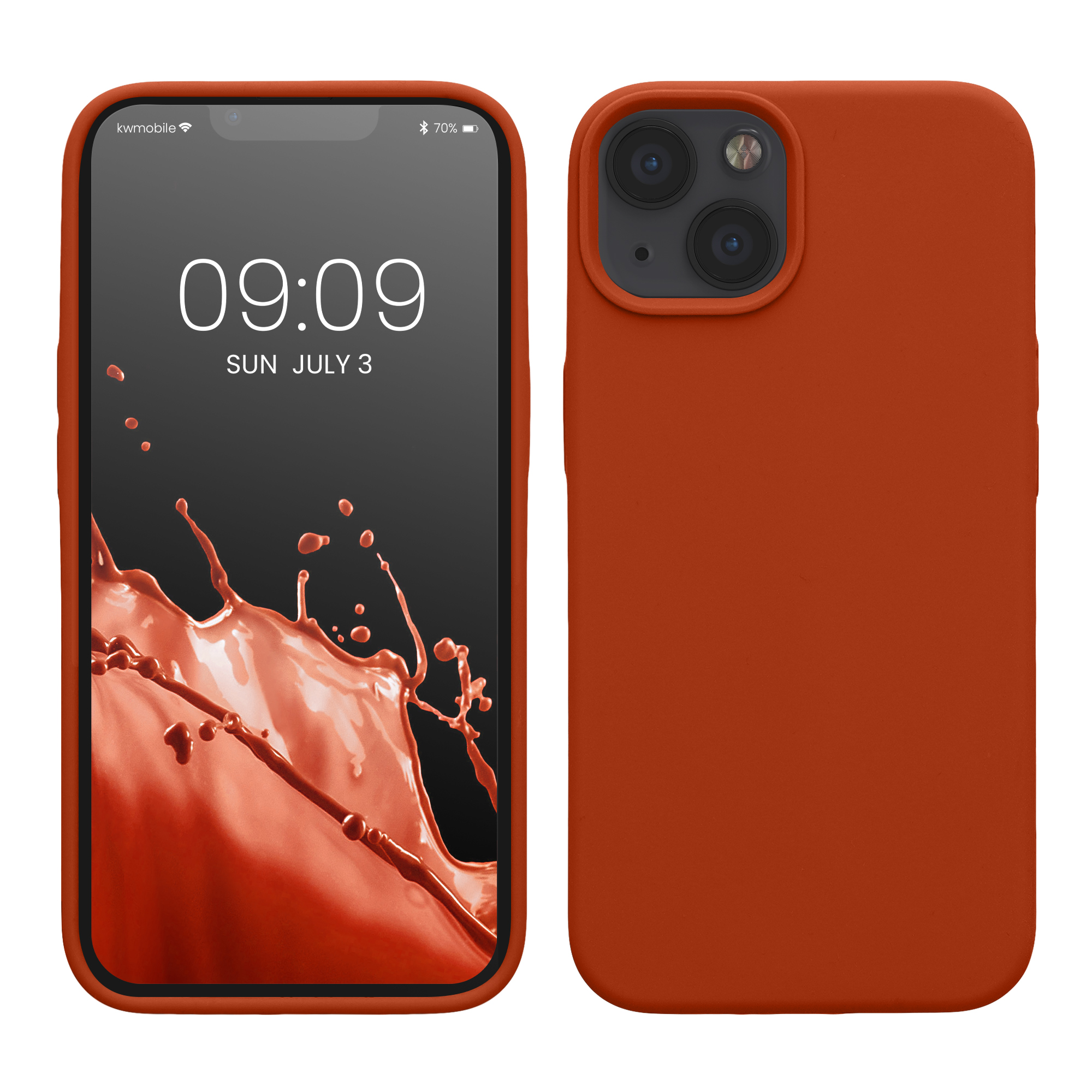 Silikonový kryt kwmobile pro iPhone 13 - rezavě oranžová