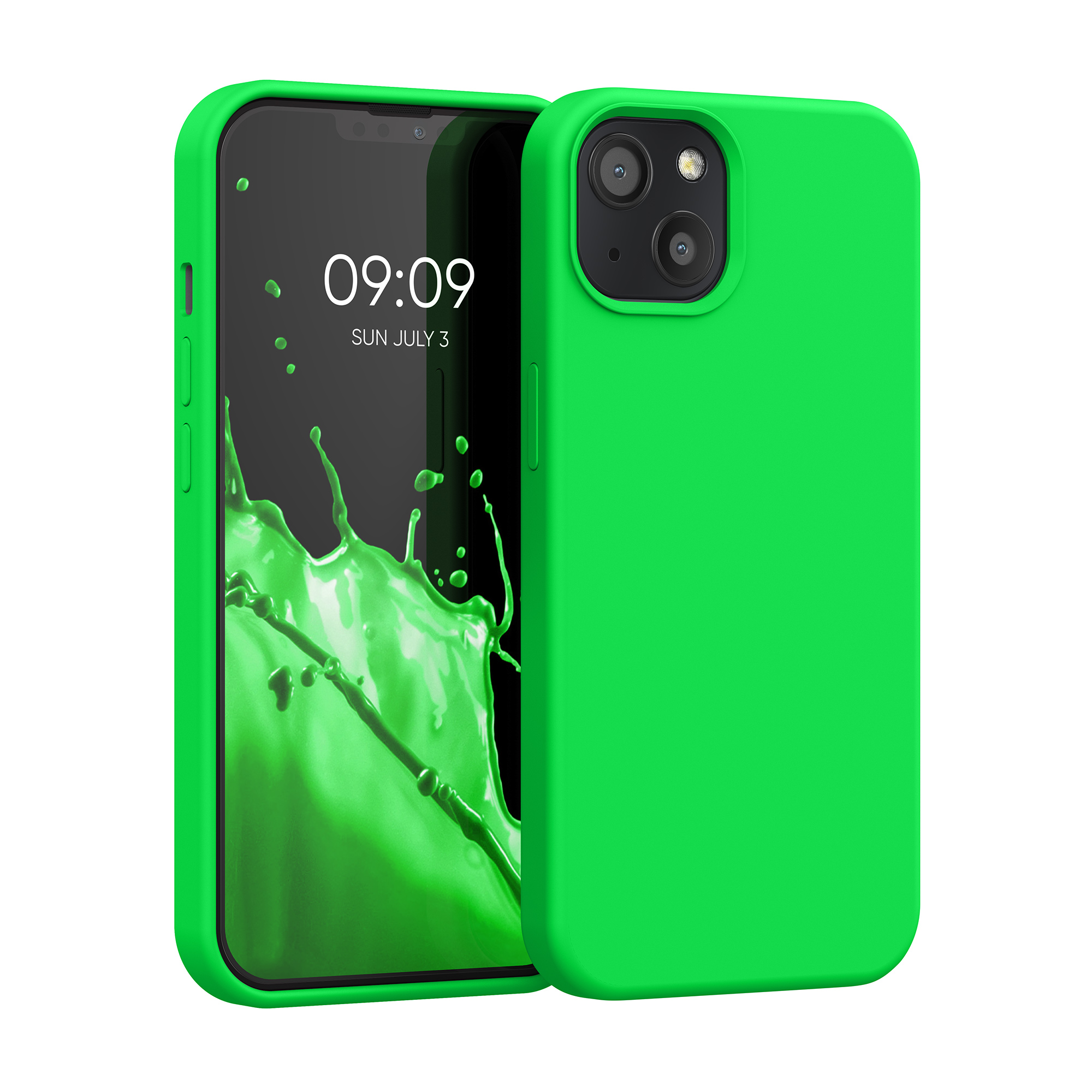Pouzdro pro Apple iPhone 13 kwmobile silikonové - Neon zelená