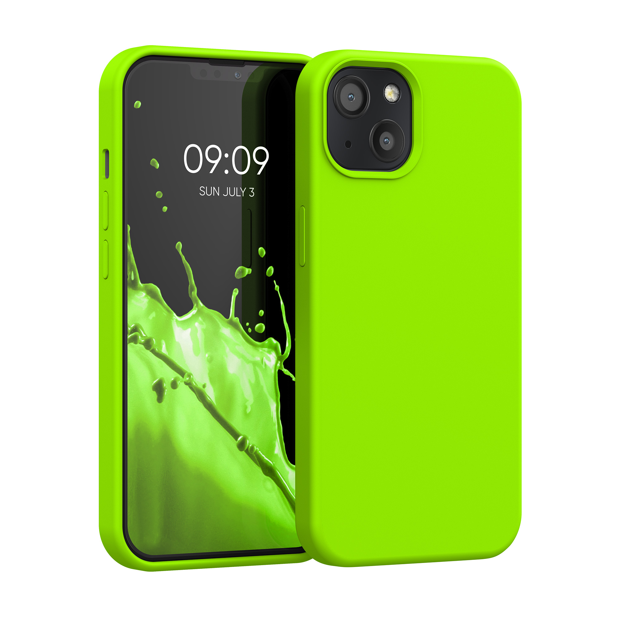 Pouzdro pro Apple iPhone 13 kwmobile silikonové - neonově žlutá