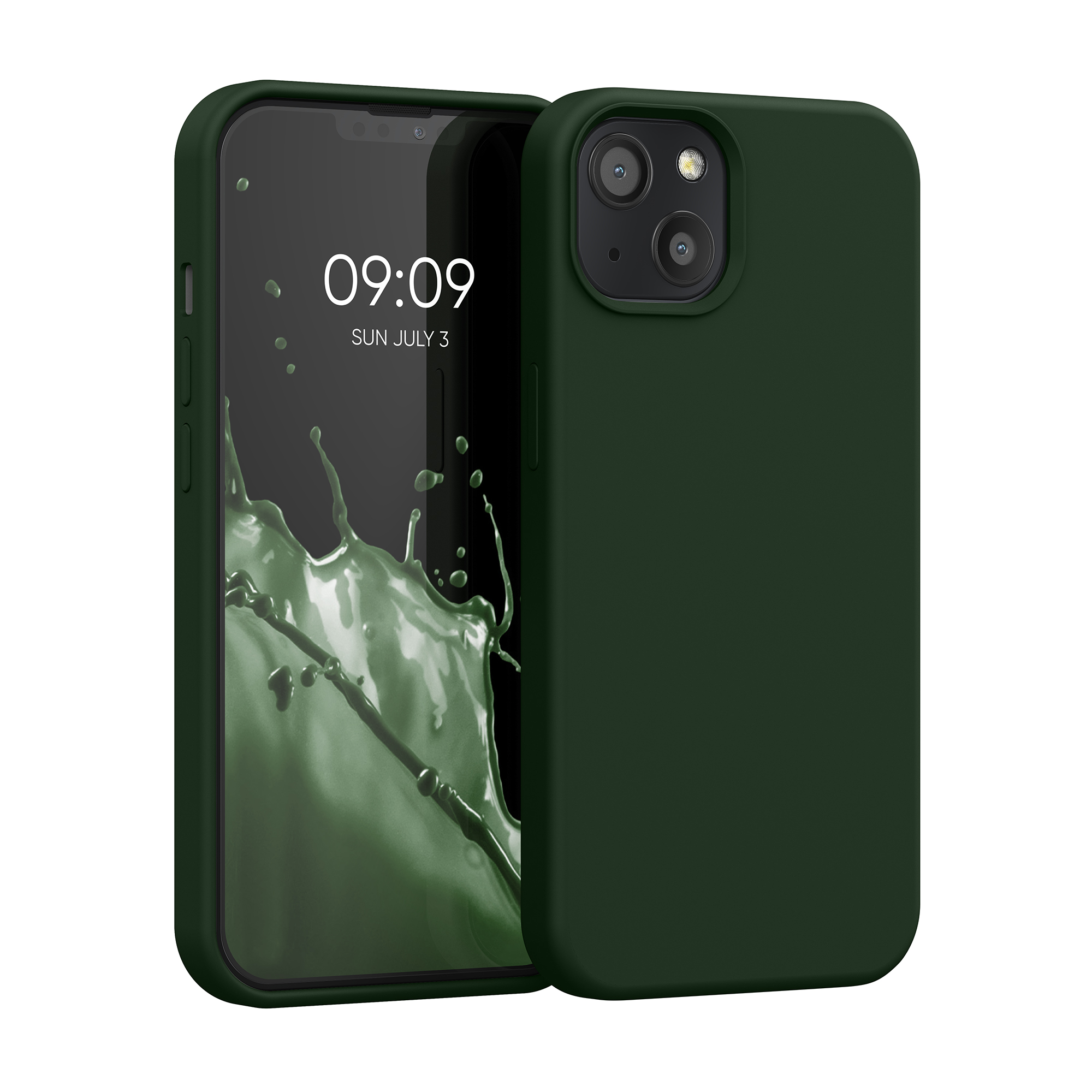 Silikonový kryt kwmobile pro iPhone 13 - tmavě zelená