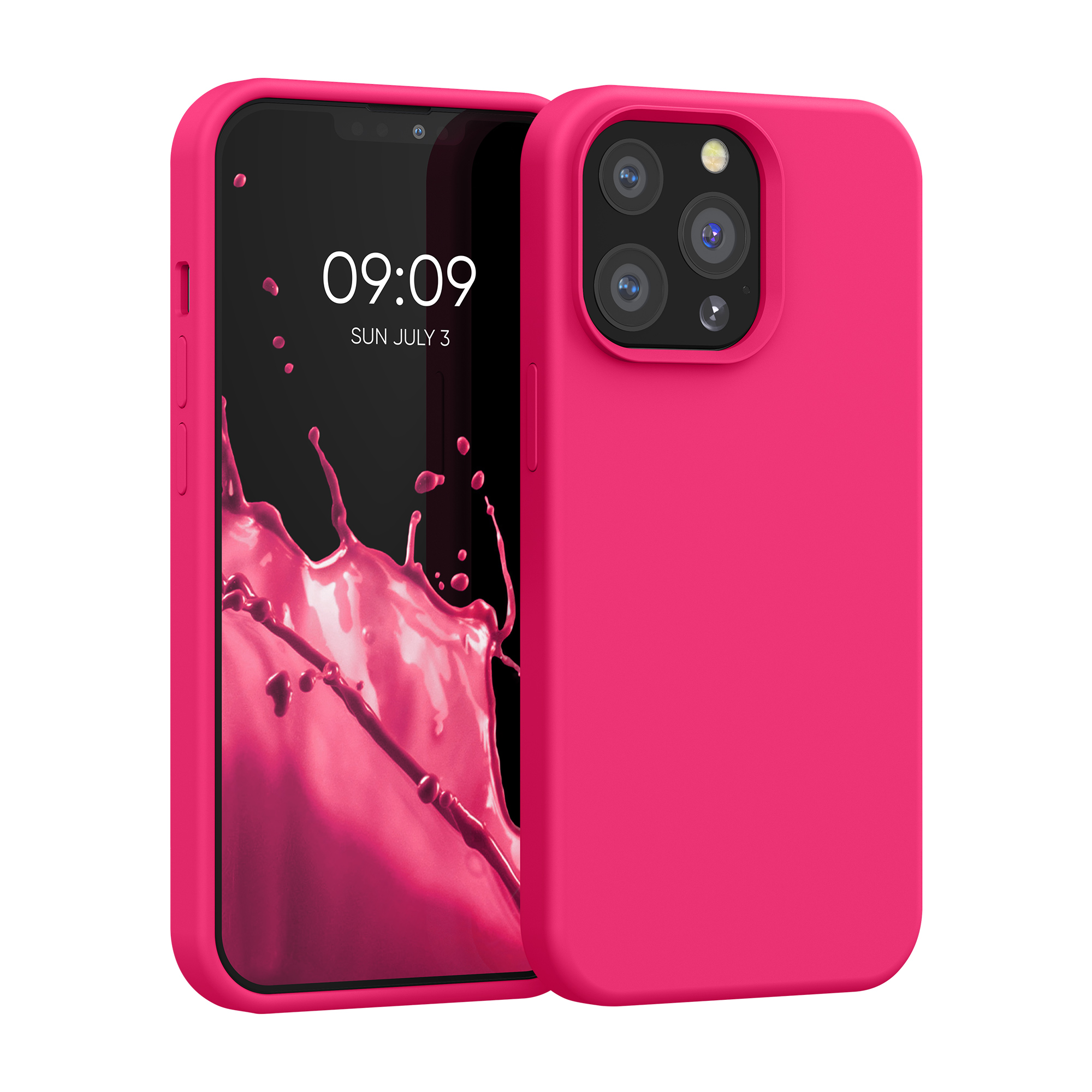 Kryt kwmobile soft-touch iPhone 13 Pro neonově růžová