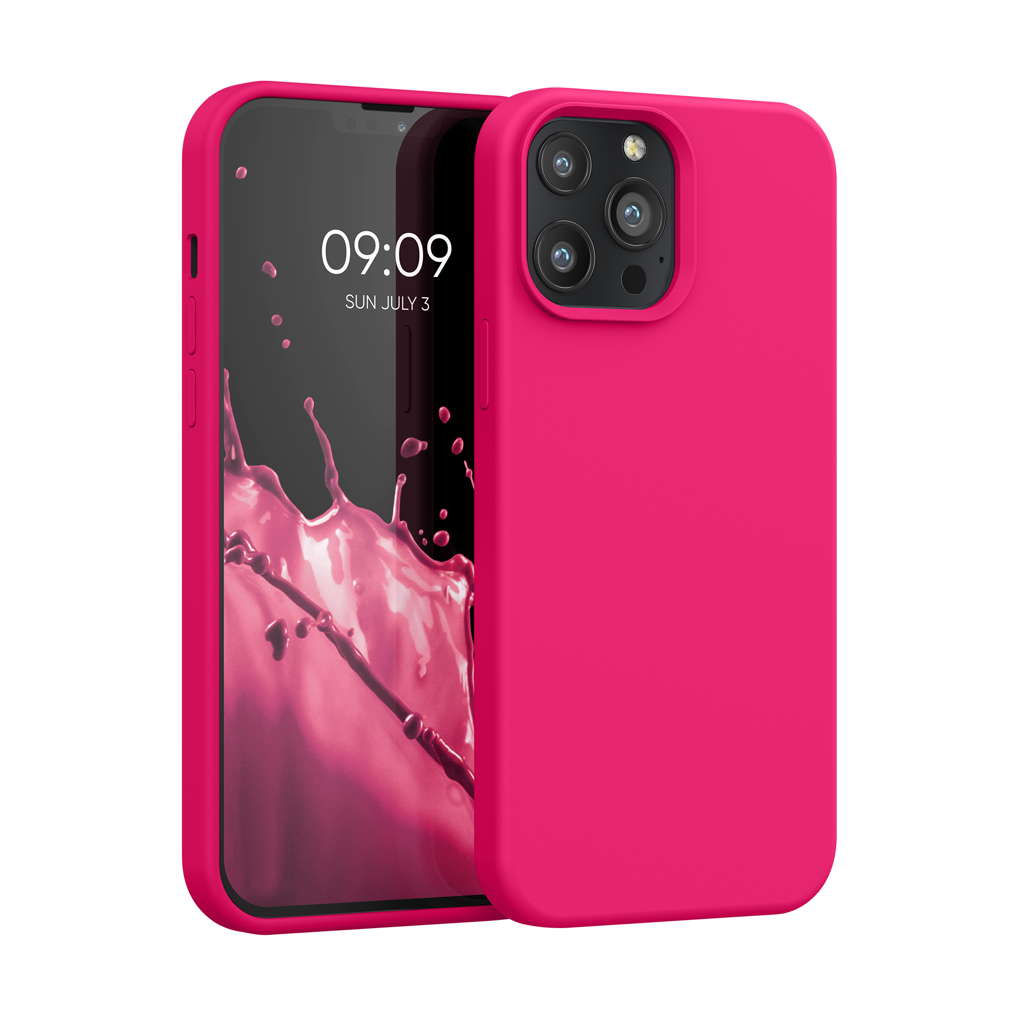 Kryt kwmobile soft-touch iPhone 13 Pro Max neonově růžová
