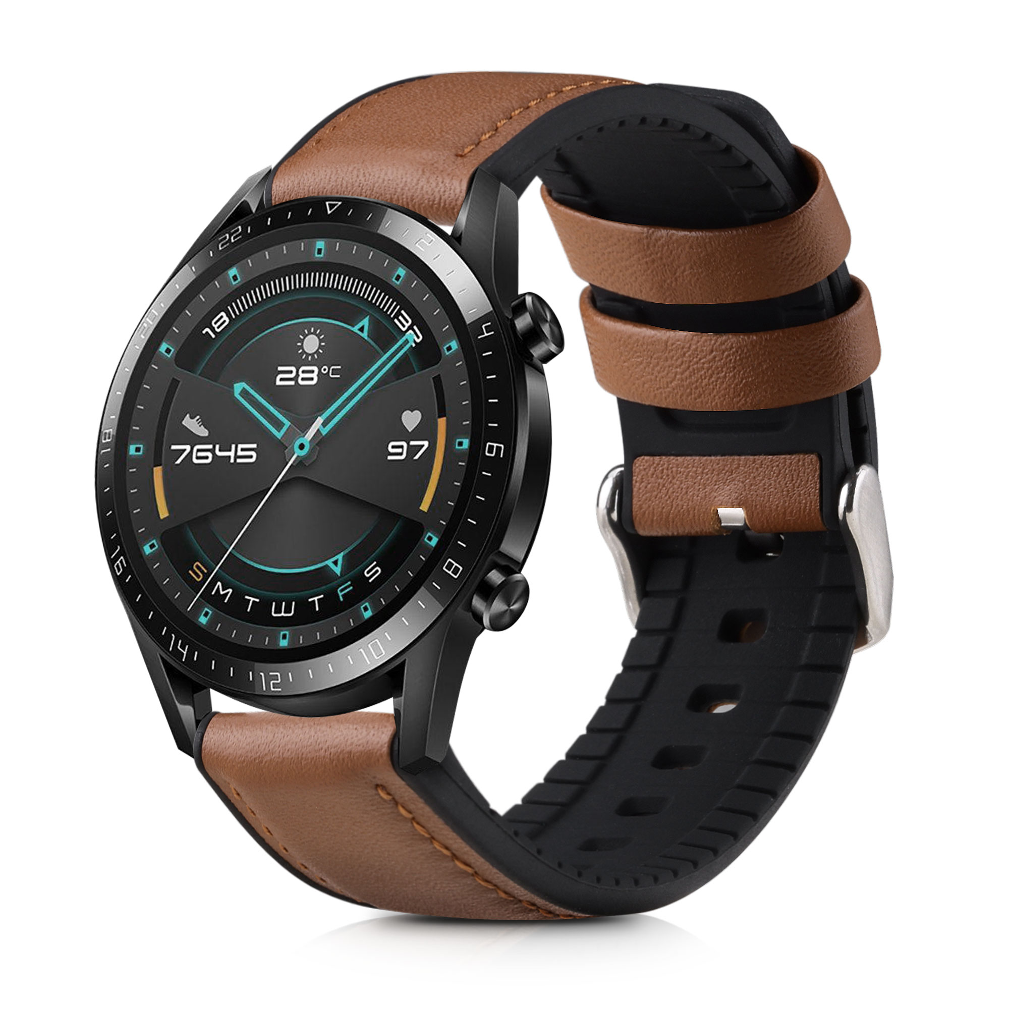 Řemínek na chytré hodinky kwmobile pro Huawei Huawei Watch GT / GT2 / GT3 (4… - hnědá / černá
