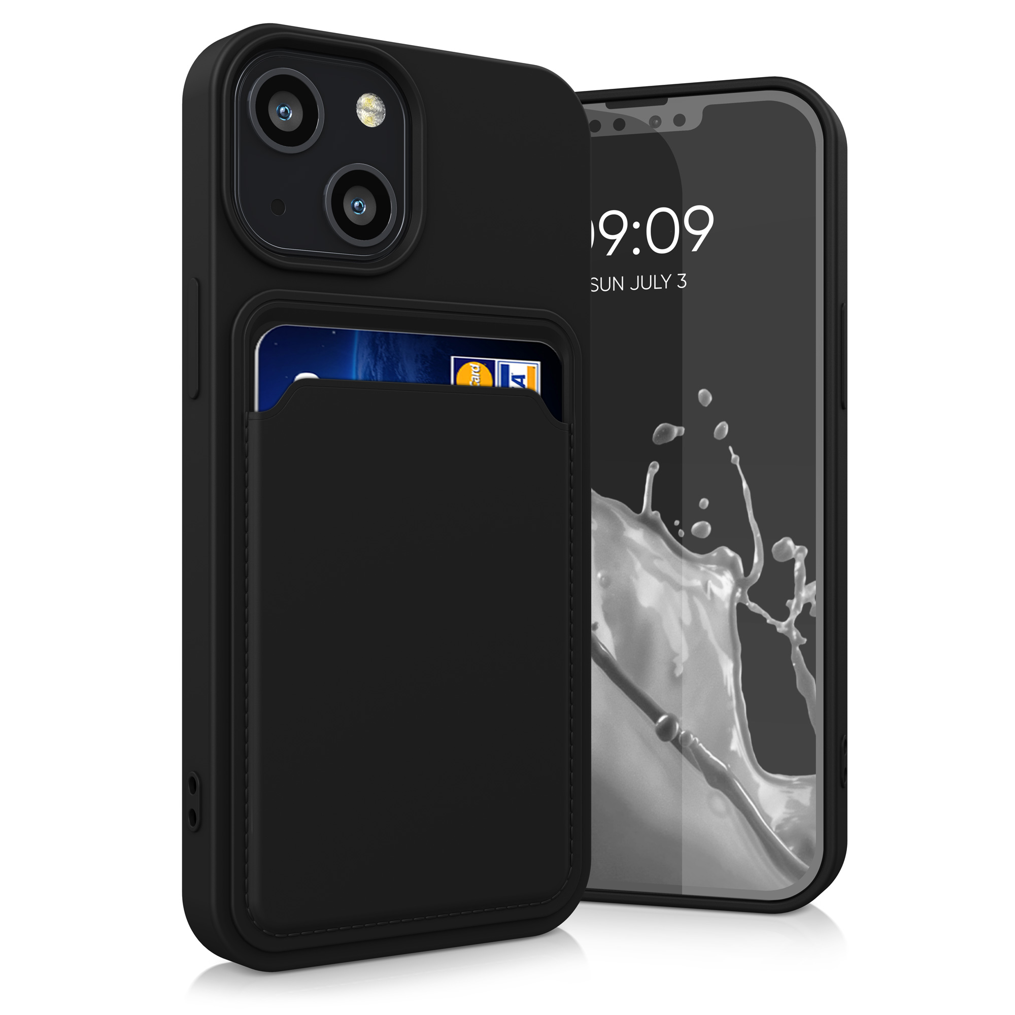 Kryt kwmobile s přihrádkou na kartu iPhone 13 mini černá