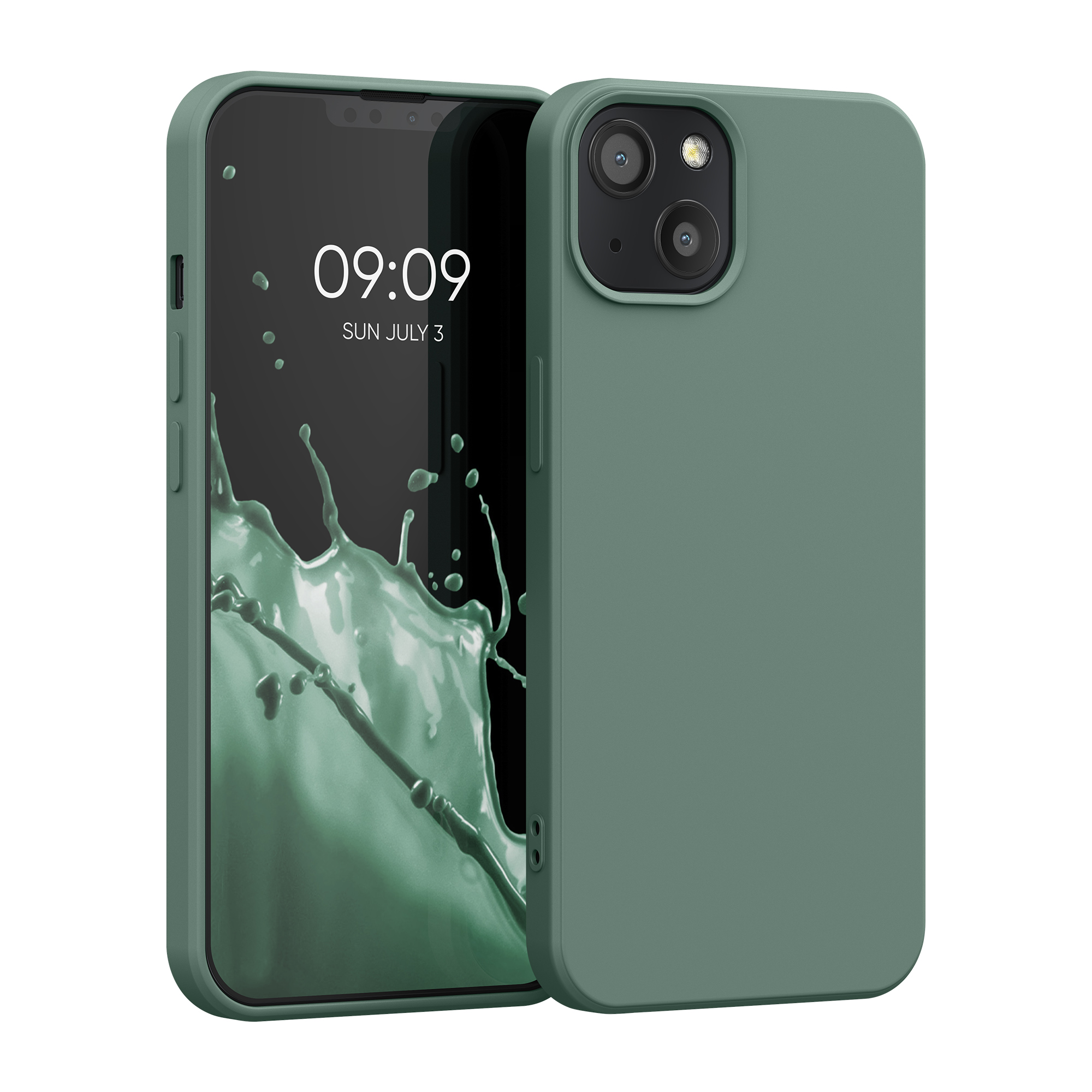 Silikonový kryt kwmobile pro iPhone 13 - lesní zelená