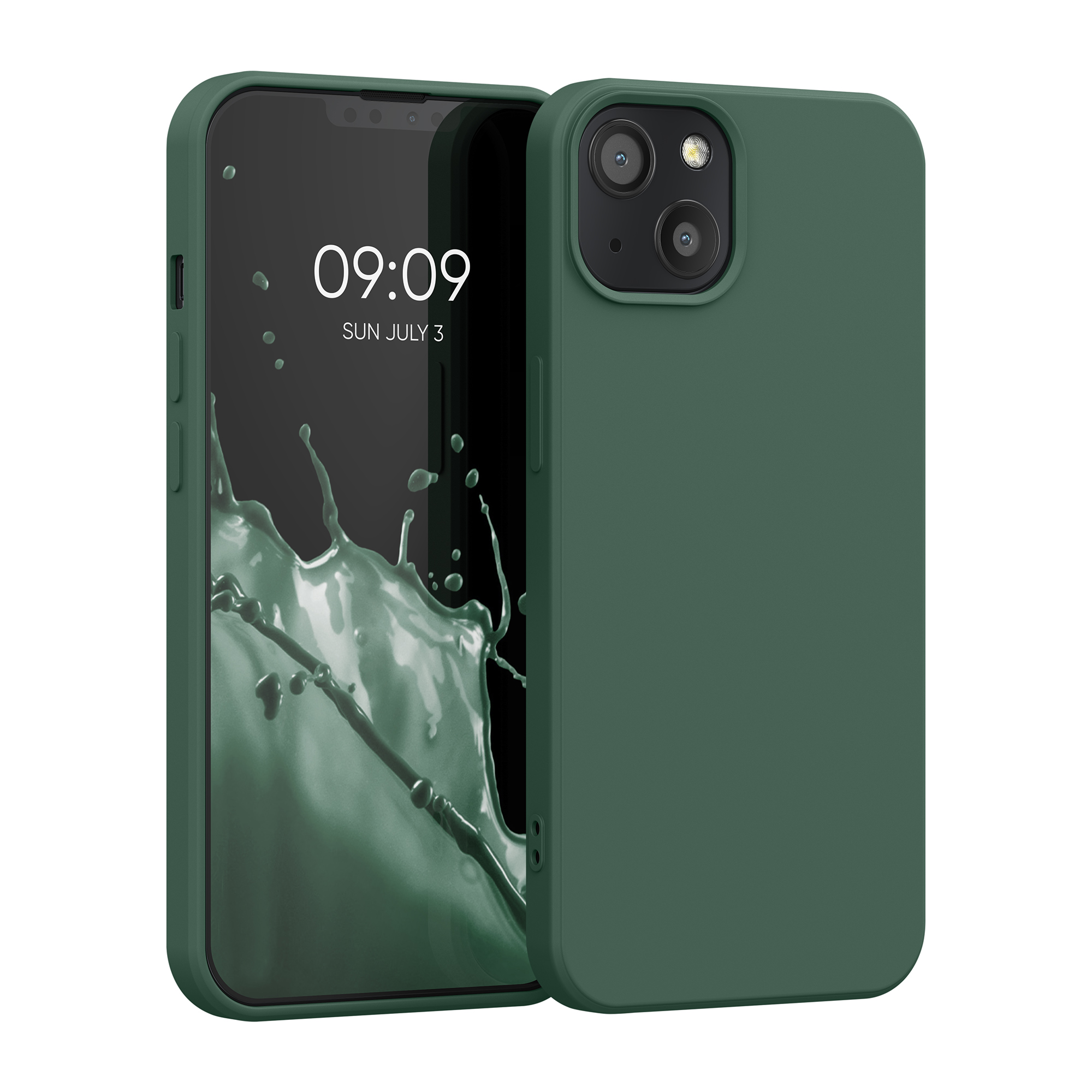 Silikonový kryt kwmobile pro iPhone 13 - mechově zelená