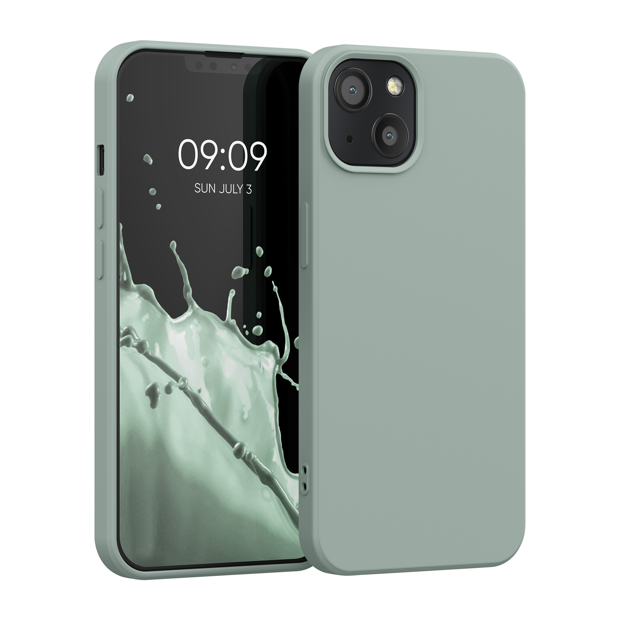 Silikonový kryt kwmobile pro iPhone 13 - šedozelená