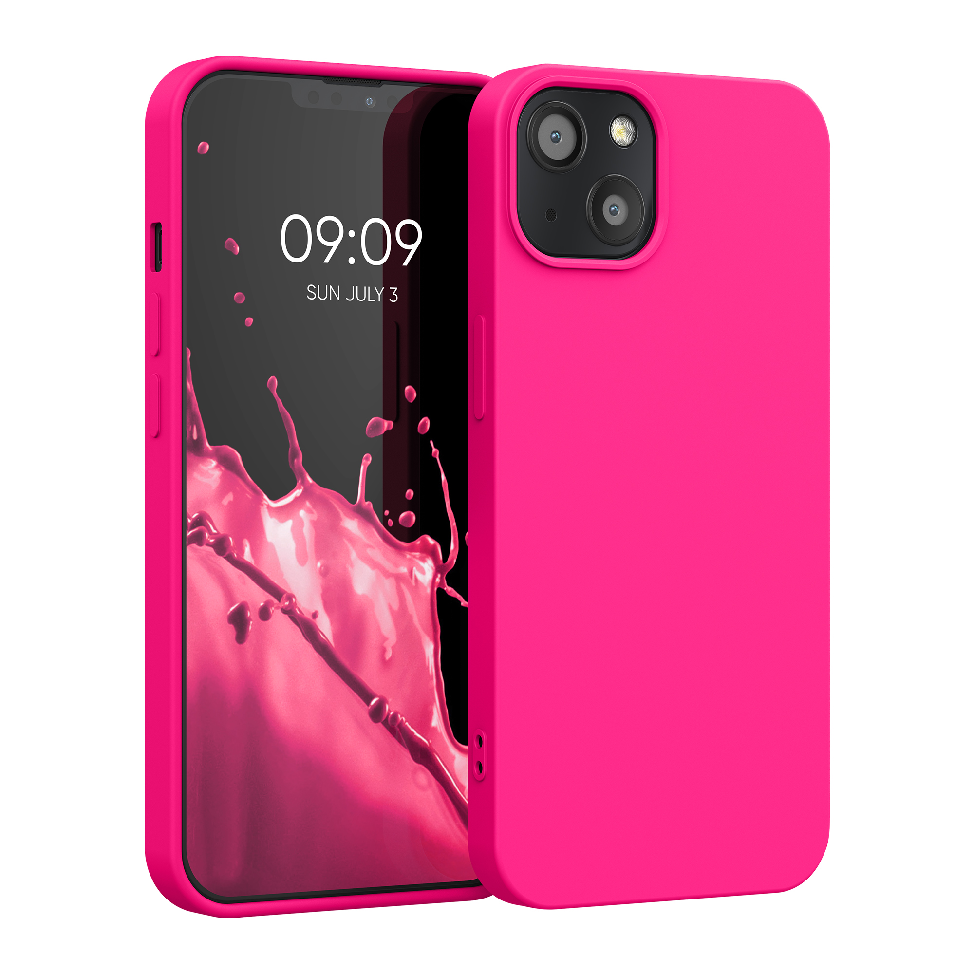 Silikonový kryt kwmobile pro iPhone 13 - neonově růžová