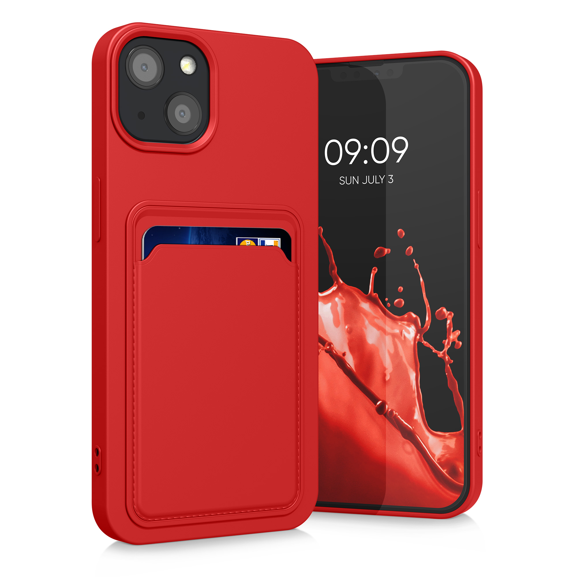 Kryt s přihrádkou kwmobile pro iPhone 13 - červená