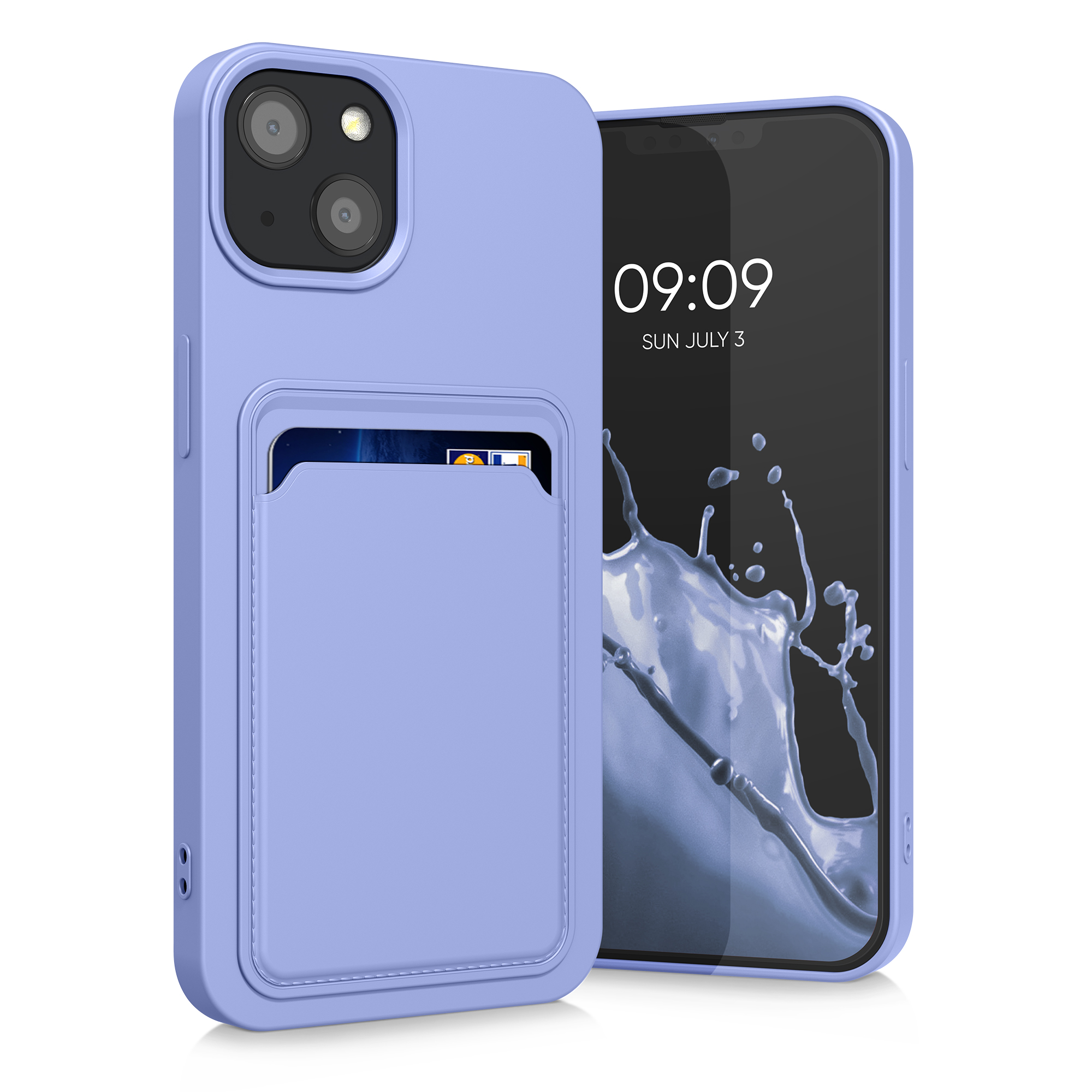 Kryt kwmobile s přihrádkou na kartu iPhone 13 levandulová